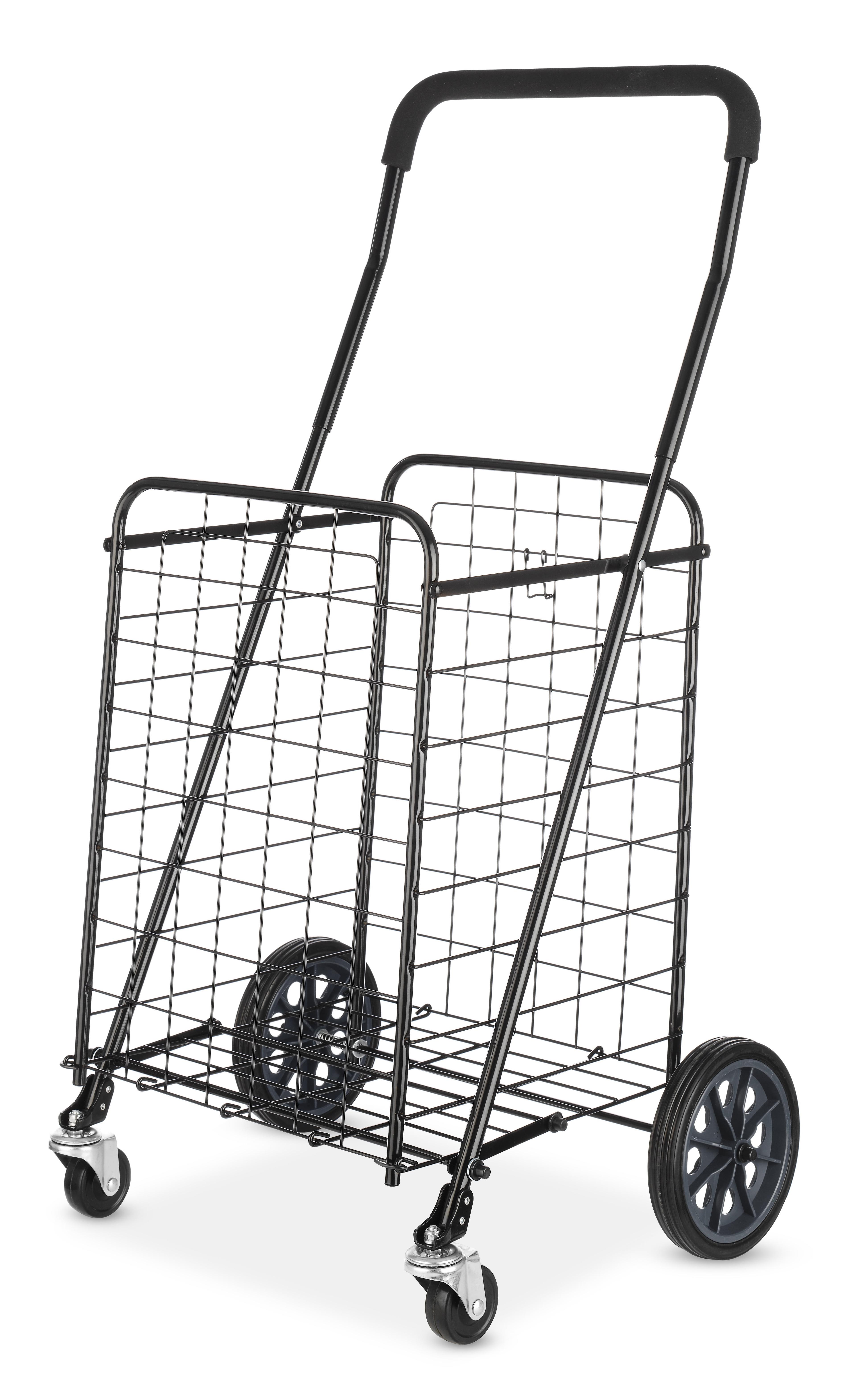 Black Adjustable Steel Rolling Multi-Use Cart with Foam Handle