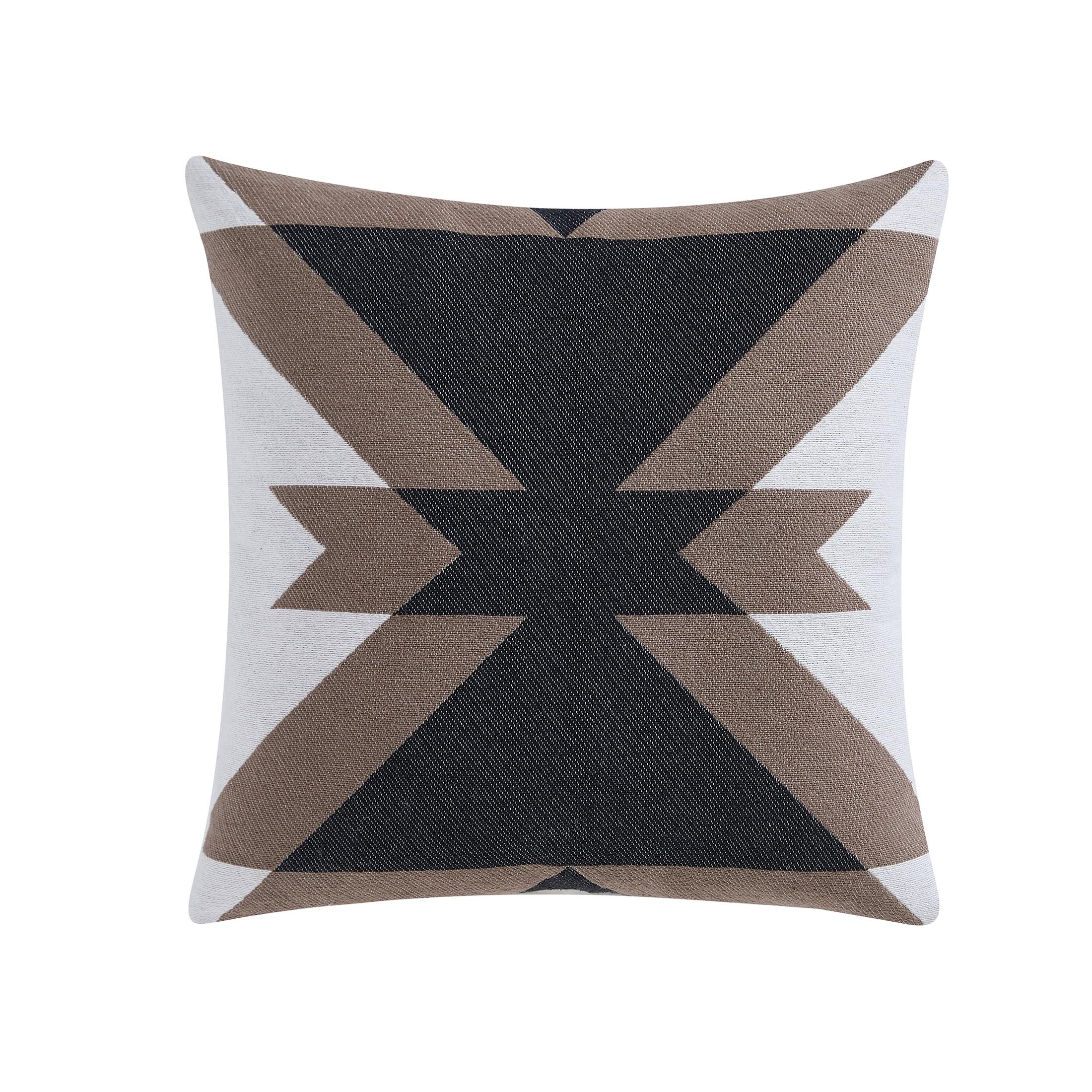 Aztec Geometric Brown and Black Cotton Square Pillow