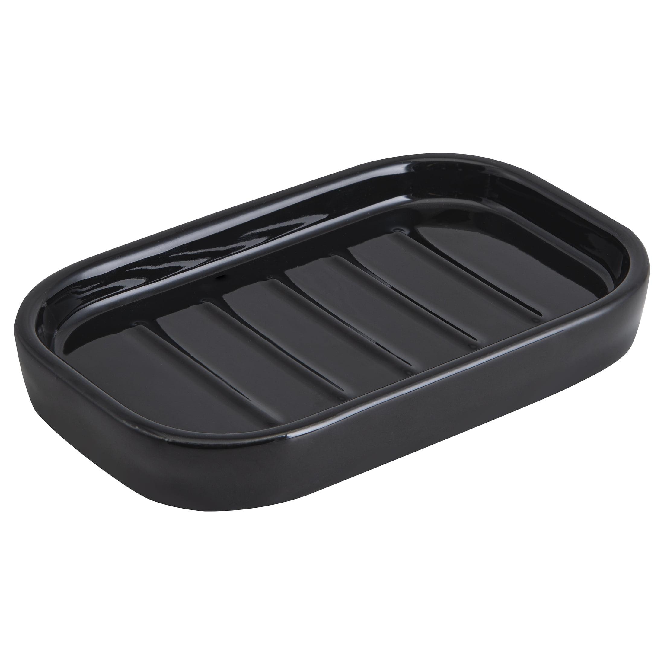 Rich Black Glossy Ceramic Soap Dish