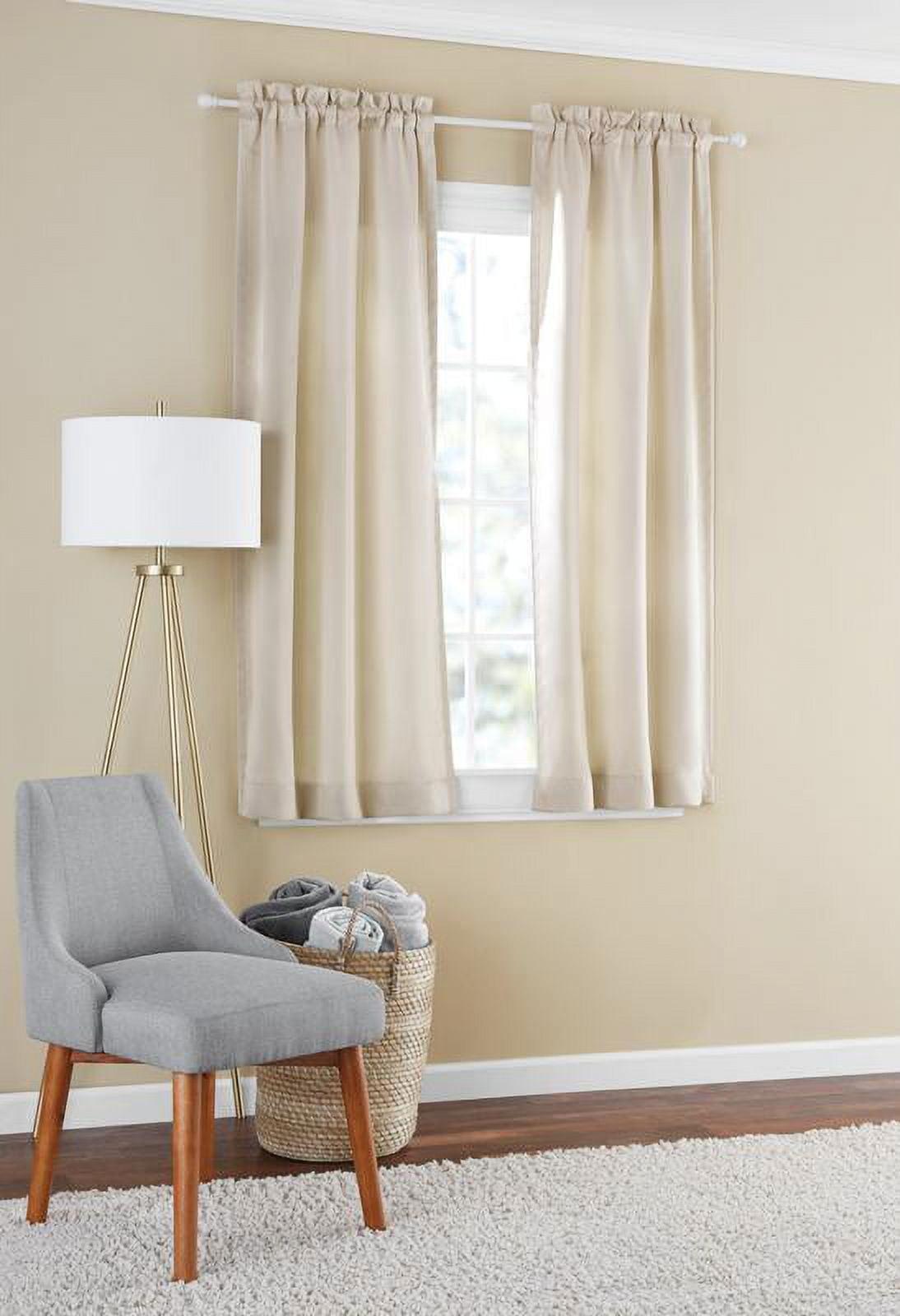 Beige 63" Rod Pocket Blackout Polyester Curtain Panel Pair