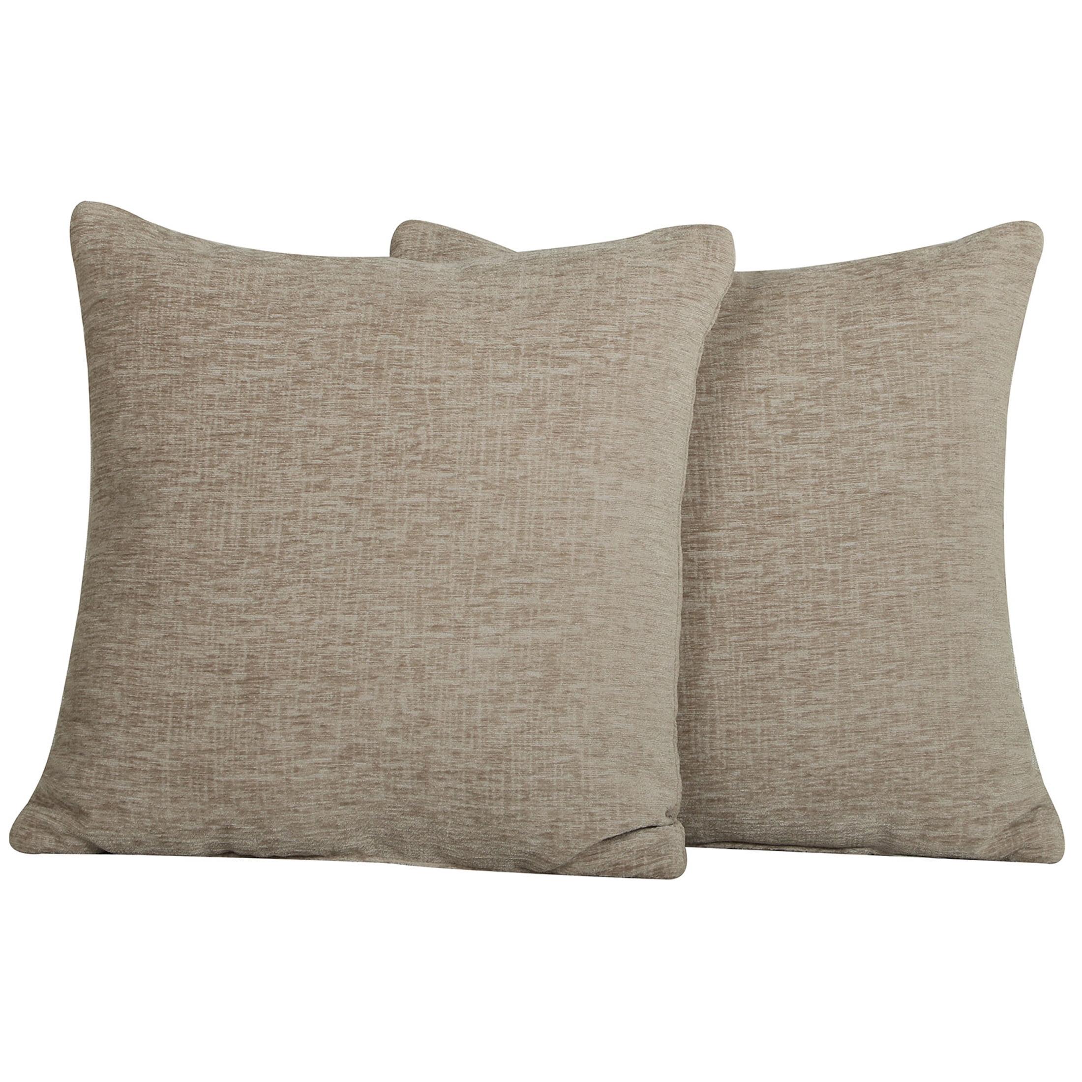 Lux Beige Chenille Square Pillow Set 18''x18''