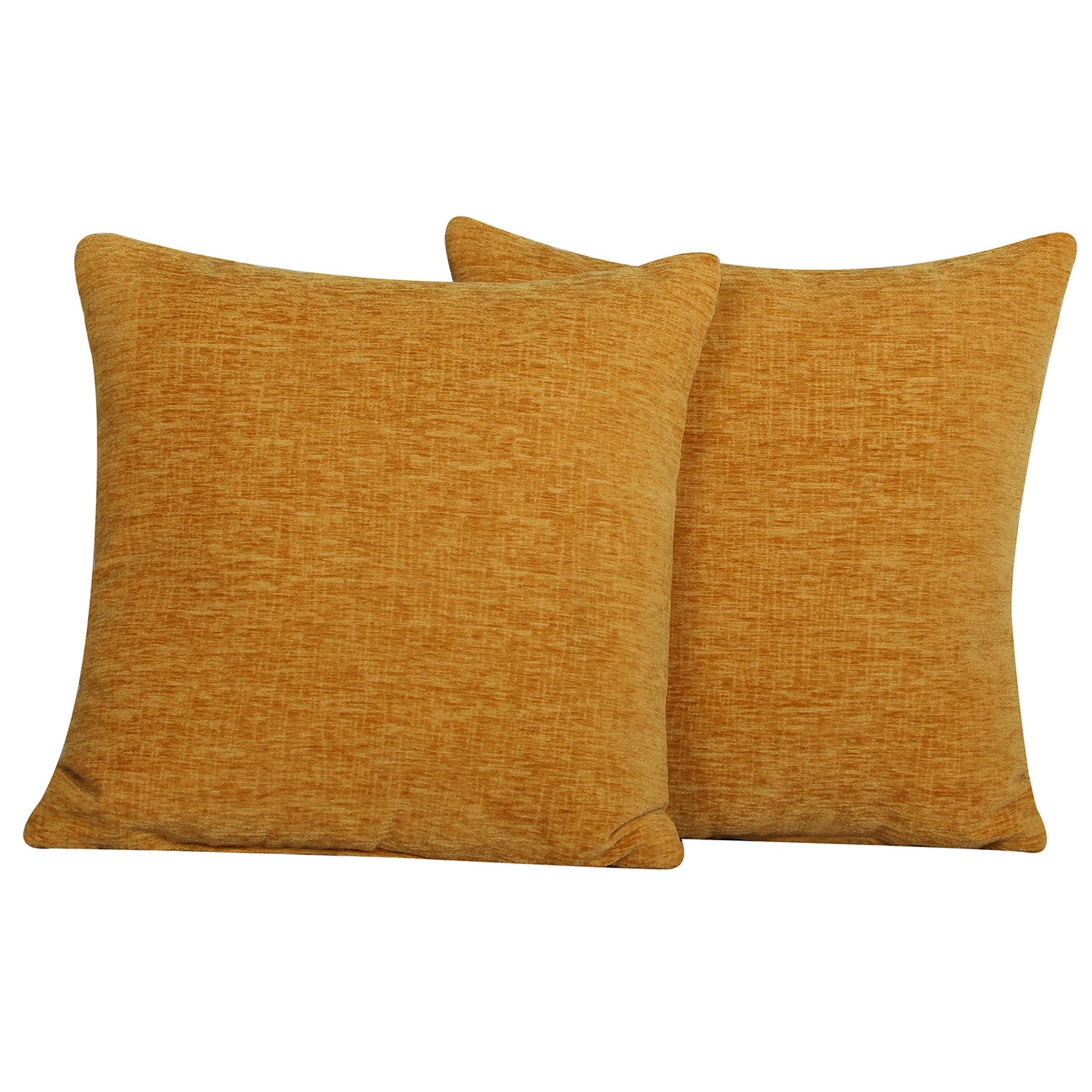 Deep Yellow Chenille Square Pillow Set, 18'' x 18''