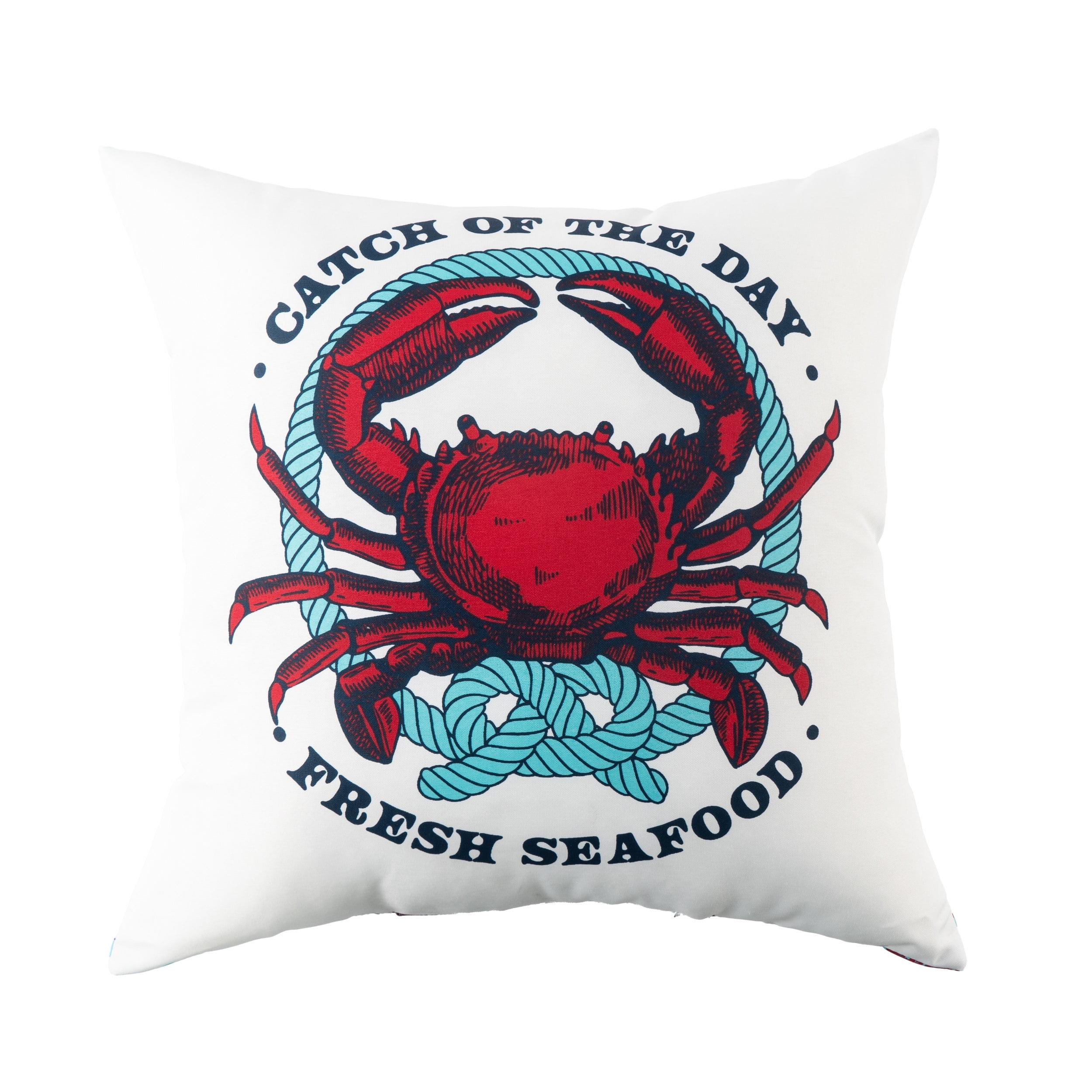Mainstays Coastal Crab Reversible Outdoor Throw Pillow 16 Inch Multicolour Novelty and Pattern