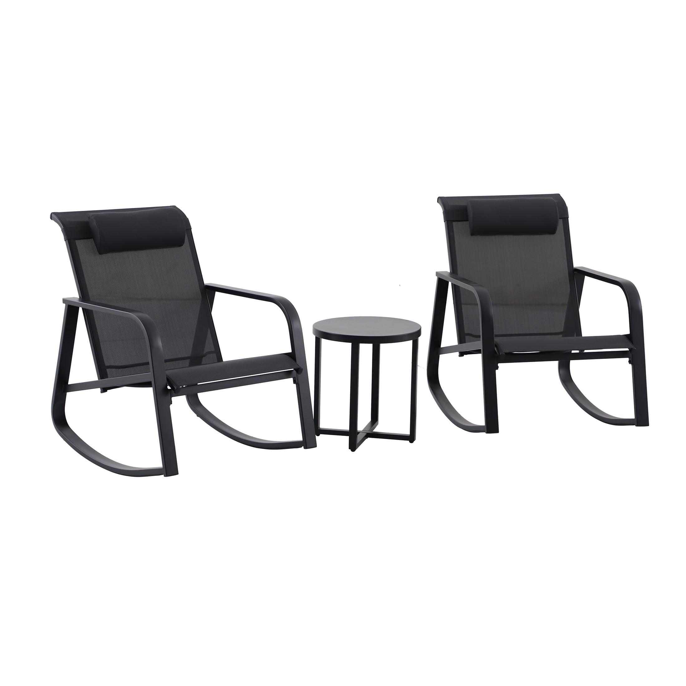 Mainstays Dashwood 3-Piece Steel Outdoor Rocker Chat Set, Black