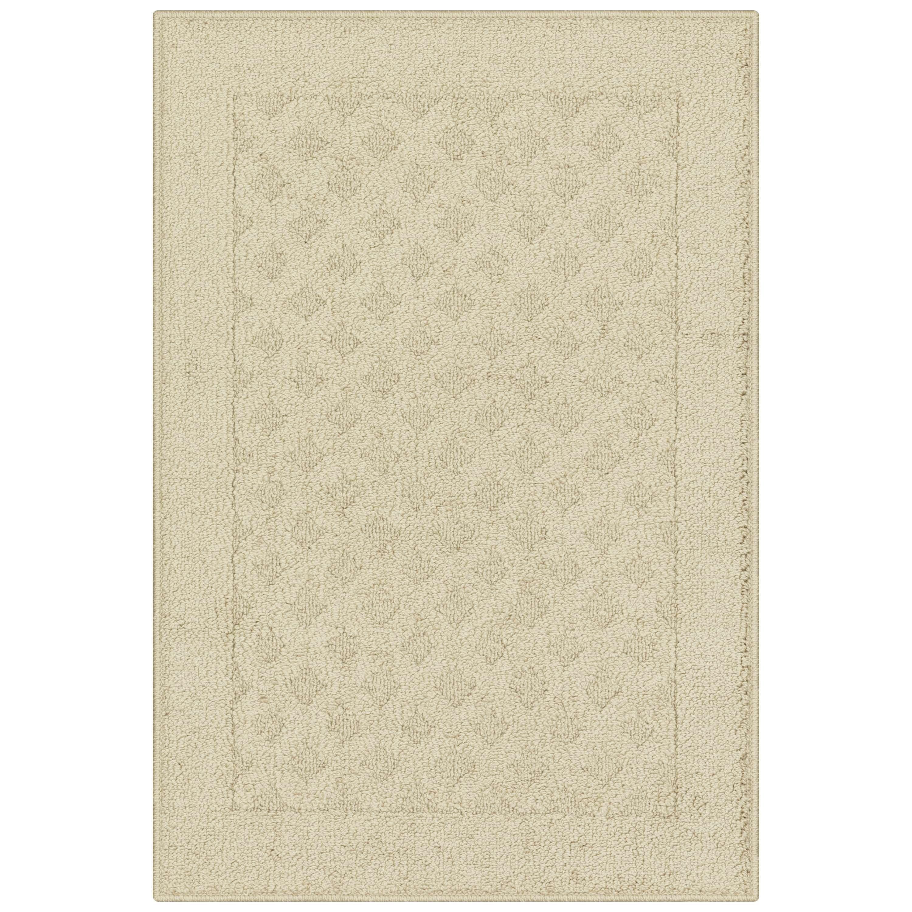 Beige Tufted Non-slip Rectangular Stain-resistant Accent Rug