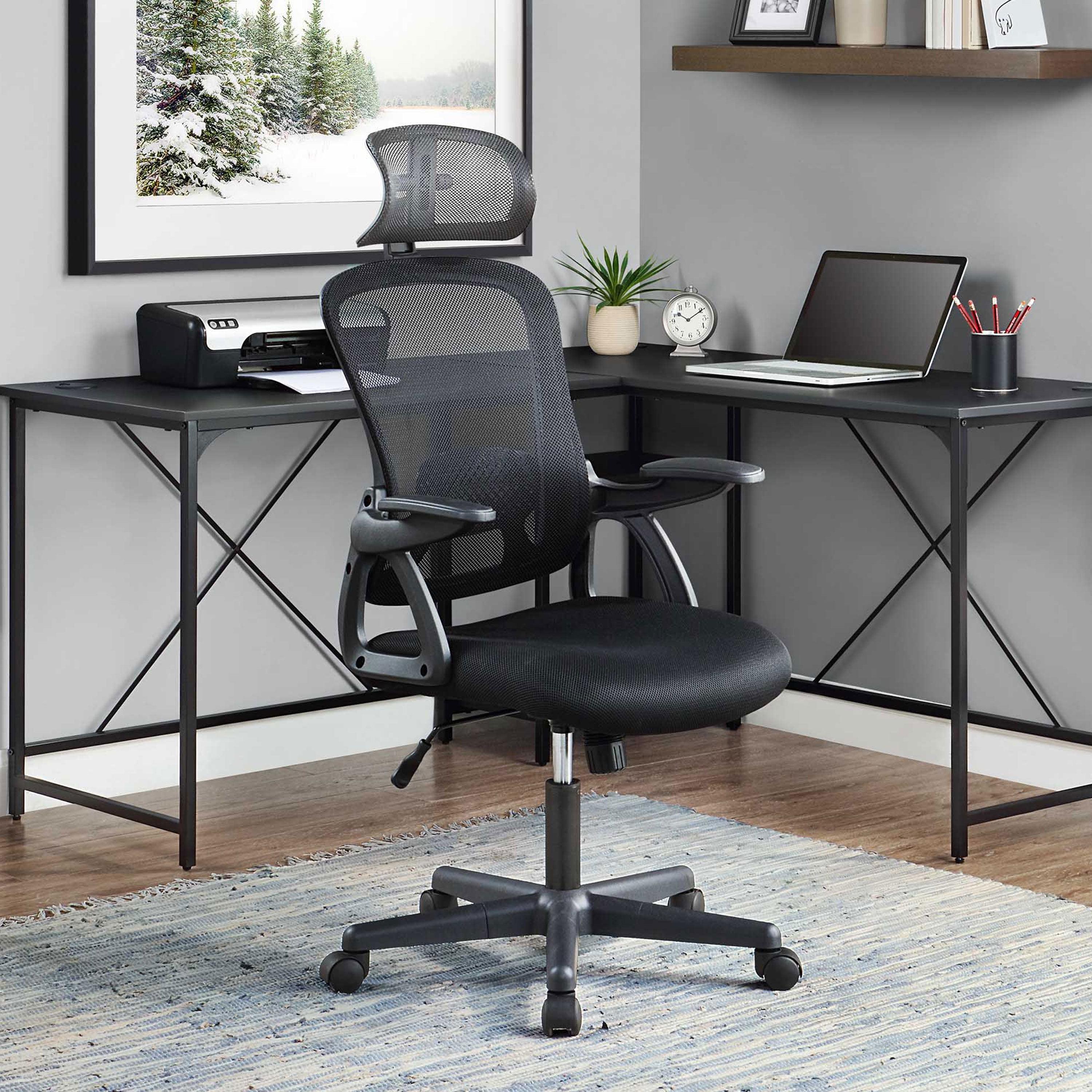 Ergonomic Black Mesh High Back Office Chair with Adjustable Headrest