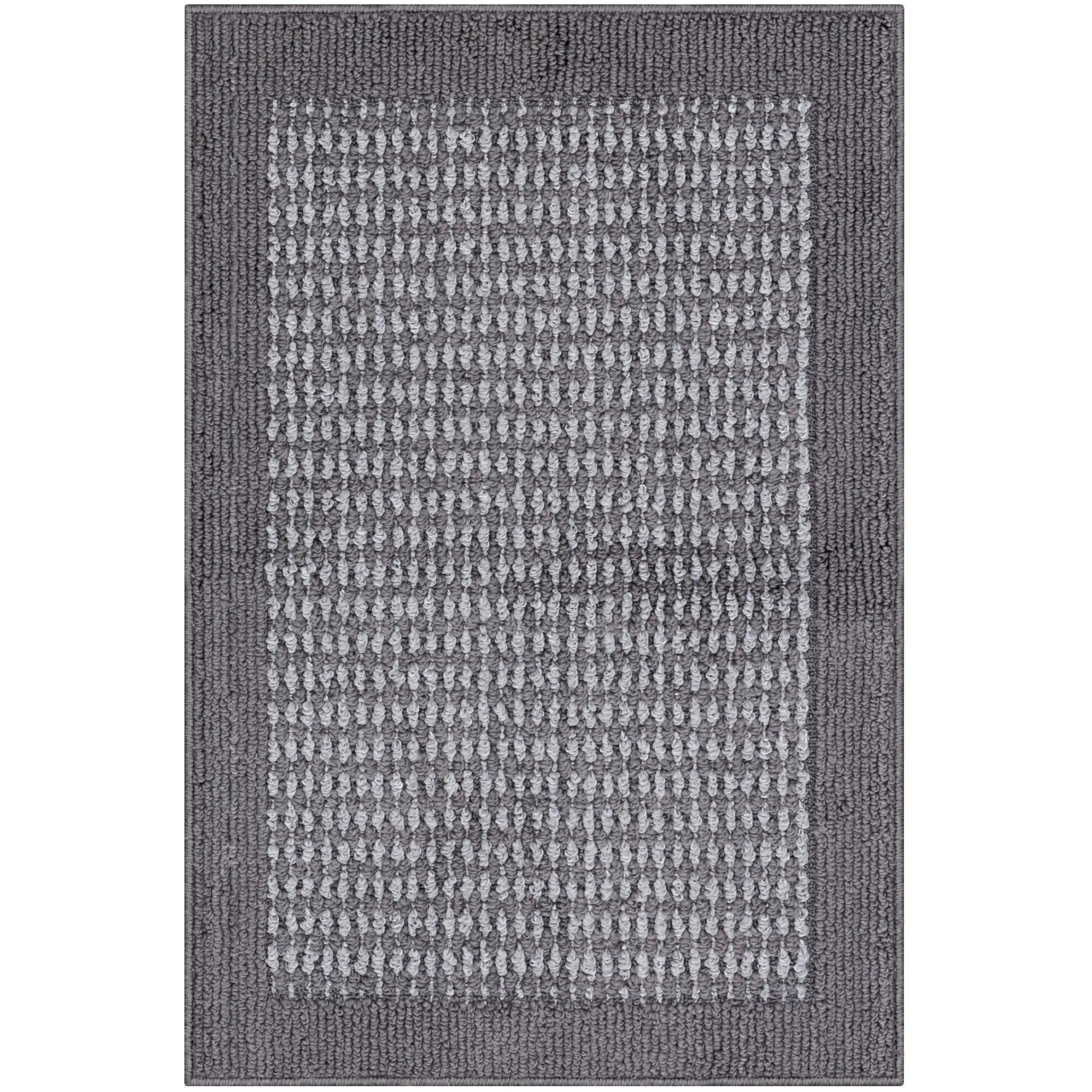 Mainstays Farmhouse Faux Sisal Olefin Gray Border Indoor Accent Rug, 1'8"x2'6"