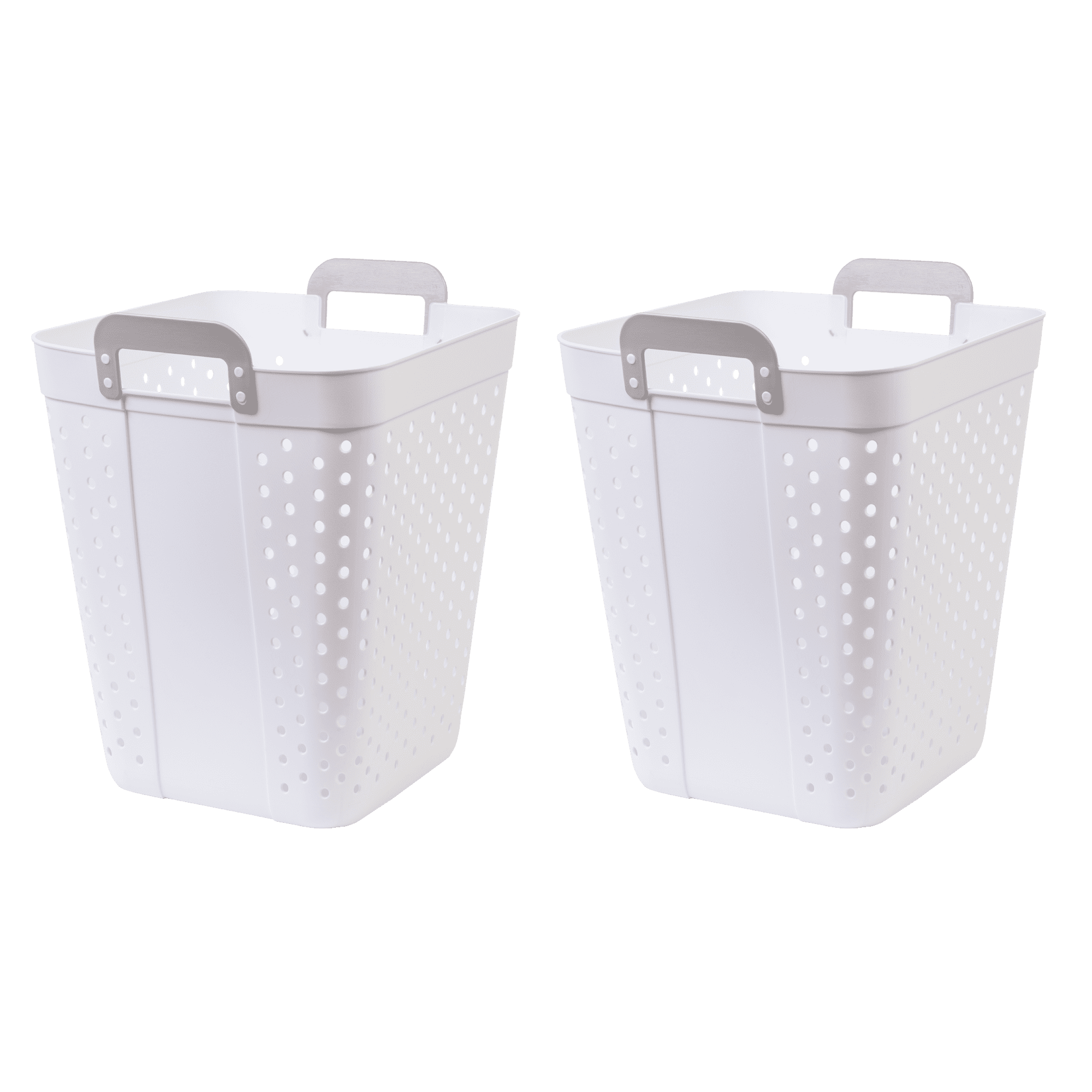 White Square Plastic Laundry Hamper with Handles