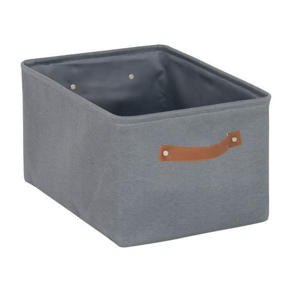 Mainstays Grey Canvas Storage Polyester Storage Bin Basket with Handles