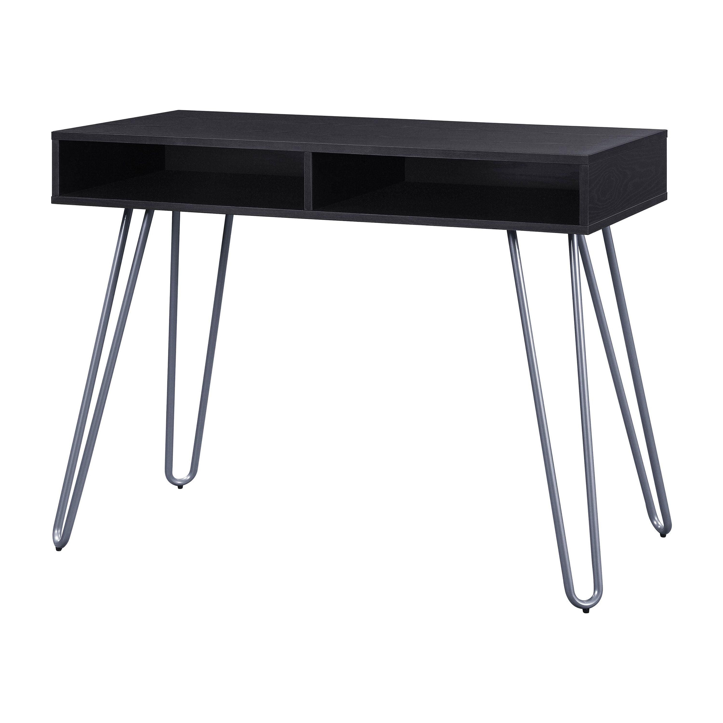 Black Wood Composite Hairpin Leg Writing Desk with Storage