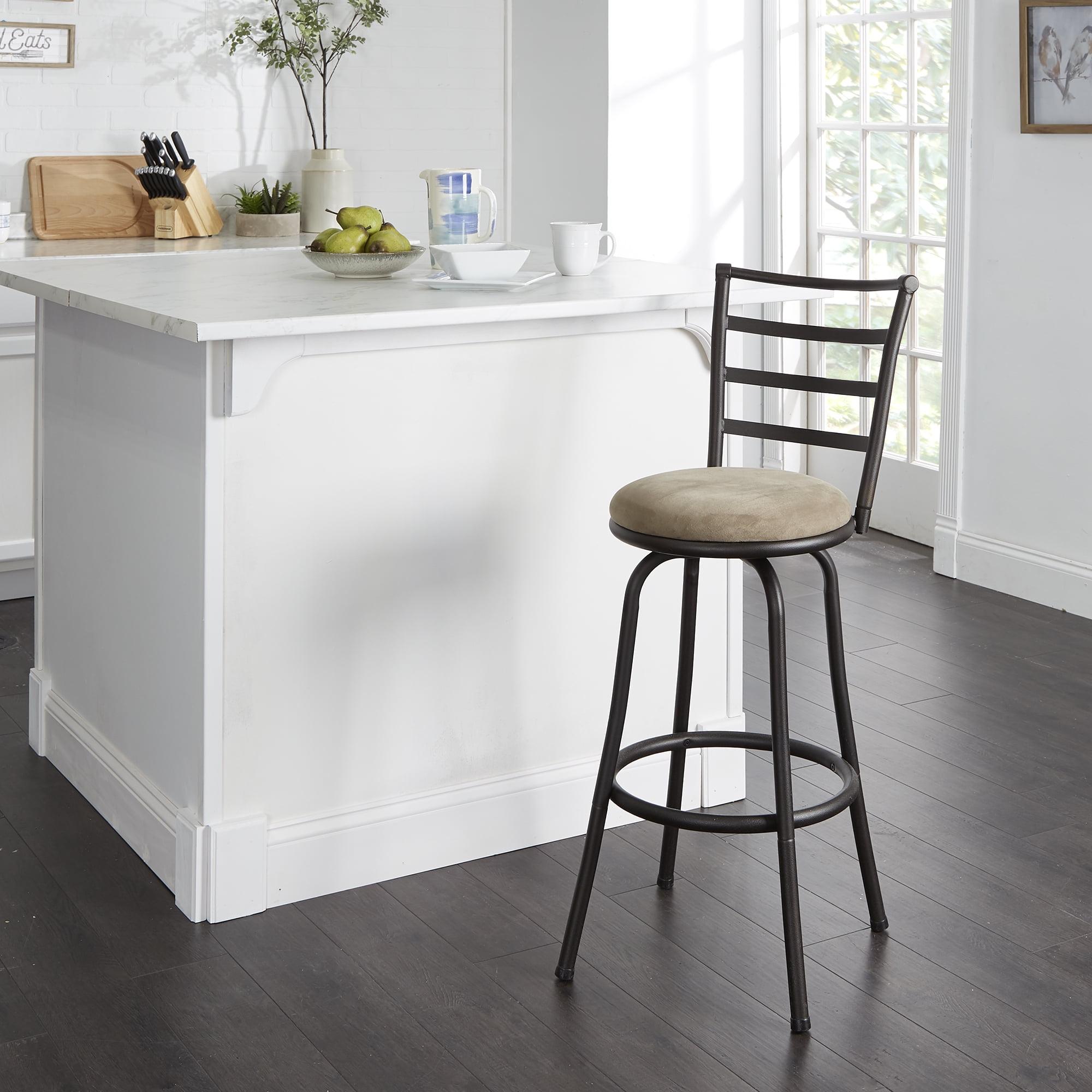 Mainstays Indoor Adjustable 24" or 29" Swivel Barstool, Gray Microfiber Cushion