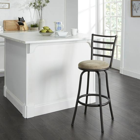 Mainstays Indoor Adjustable 24" or 29" Swivel Barstool, Gray Microfiber Cushion