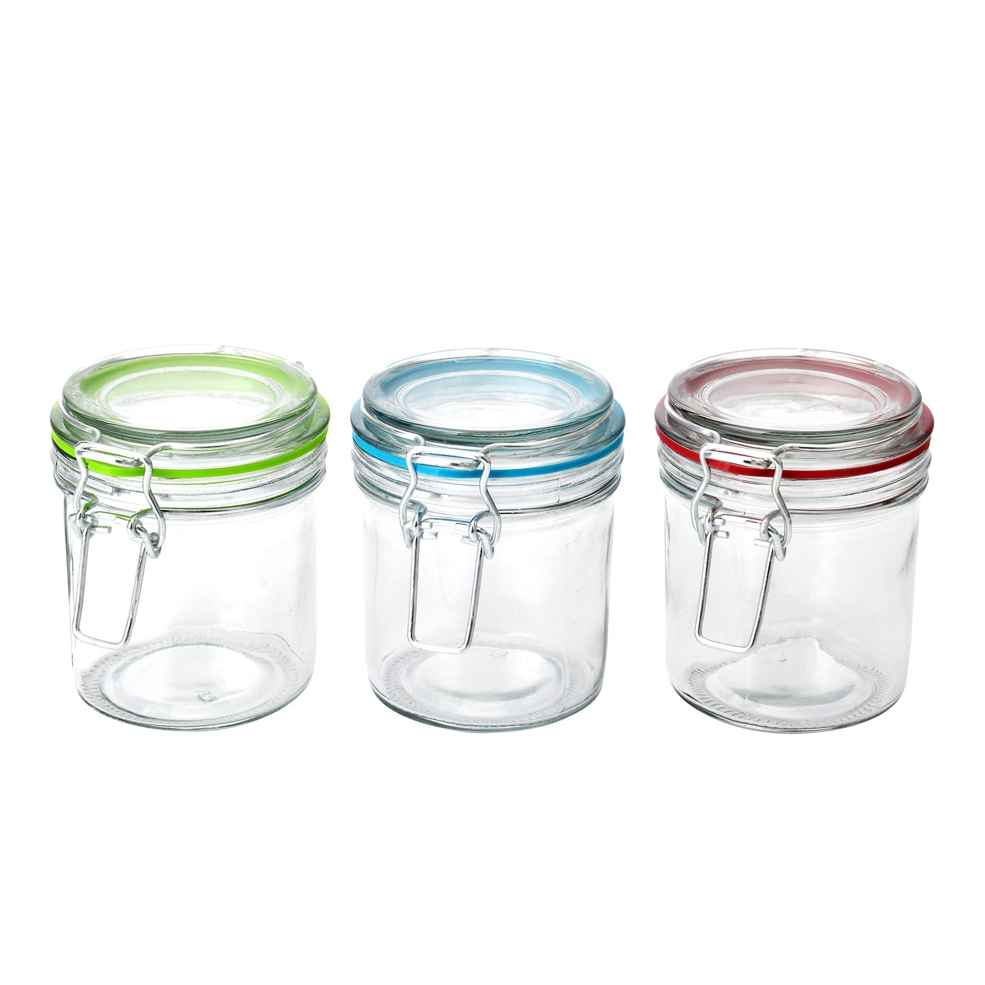 9.4 oz Clear Glass Lock Lid Food Storage Jars, Set of 3