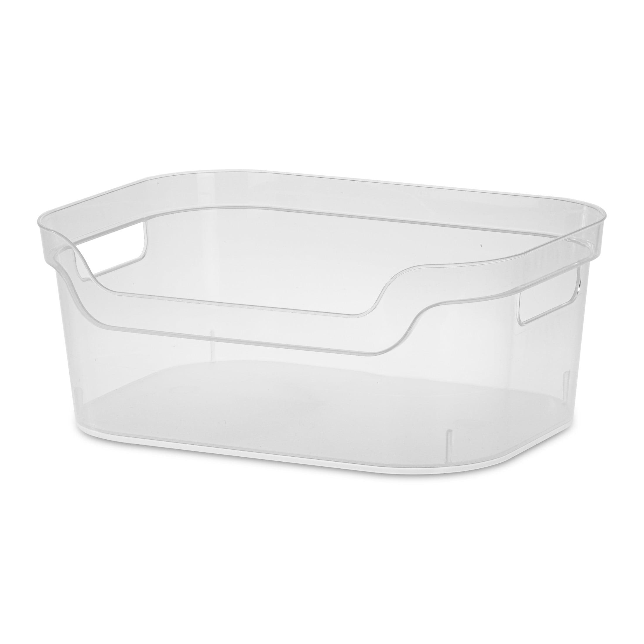 Mainstays Medium Open Bin, Clear Plastic, Easy Access Bin with Scoop Front