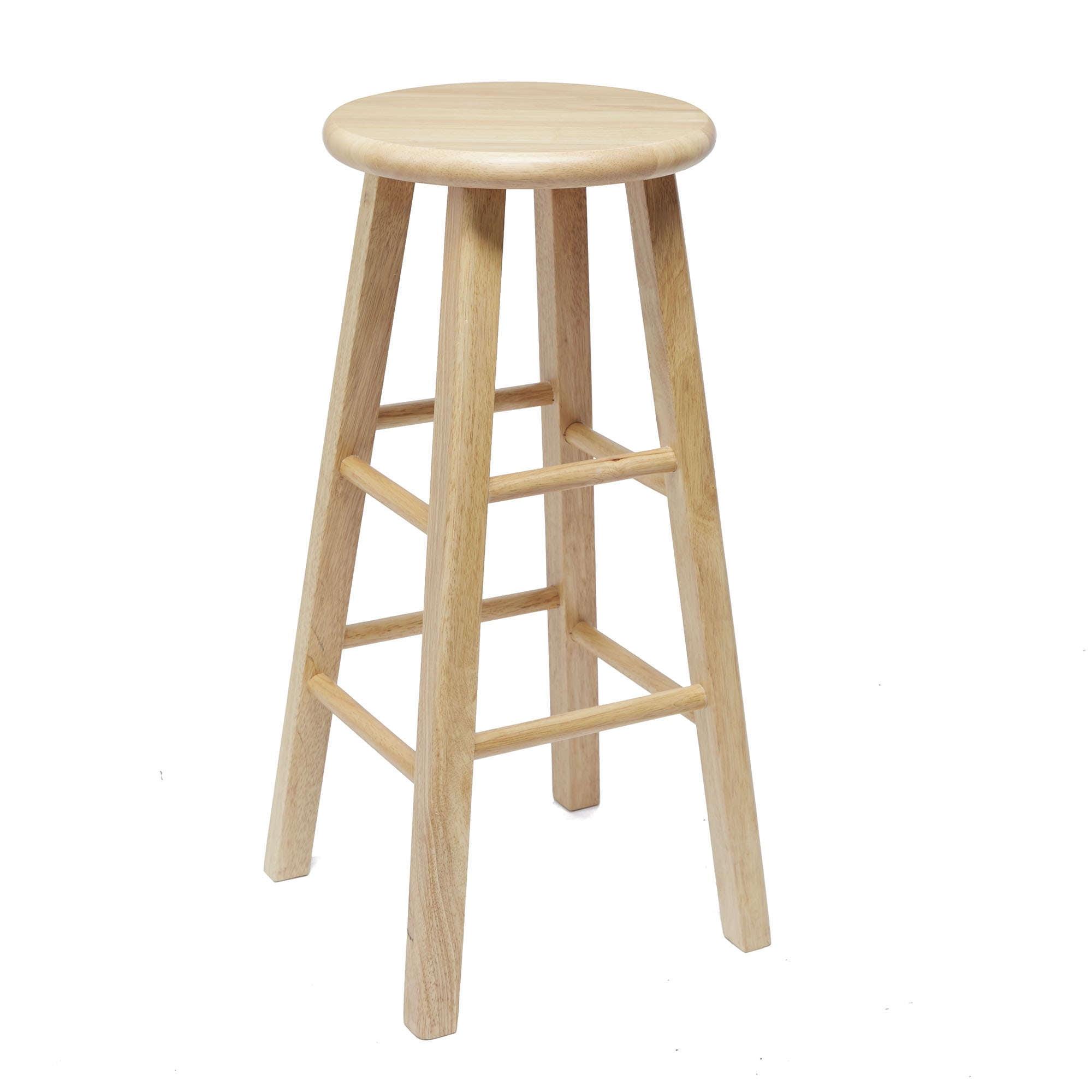 Mainstays Natural Tan Wood Backless Indoor Kitchen Barstool, Fully Assembled, 29" High