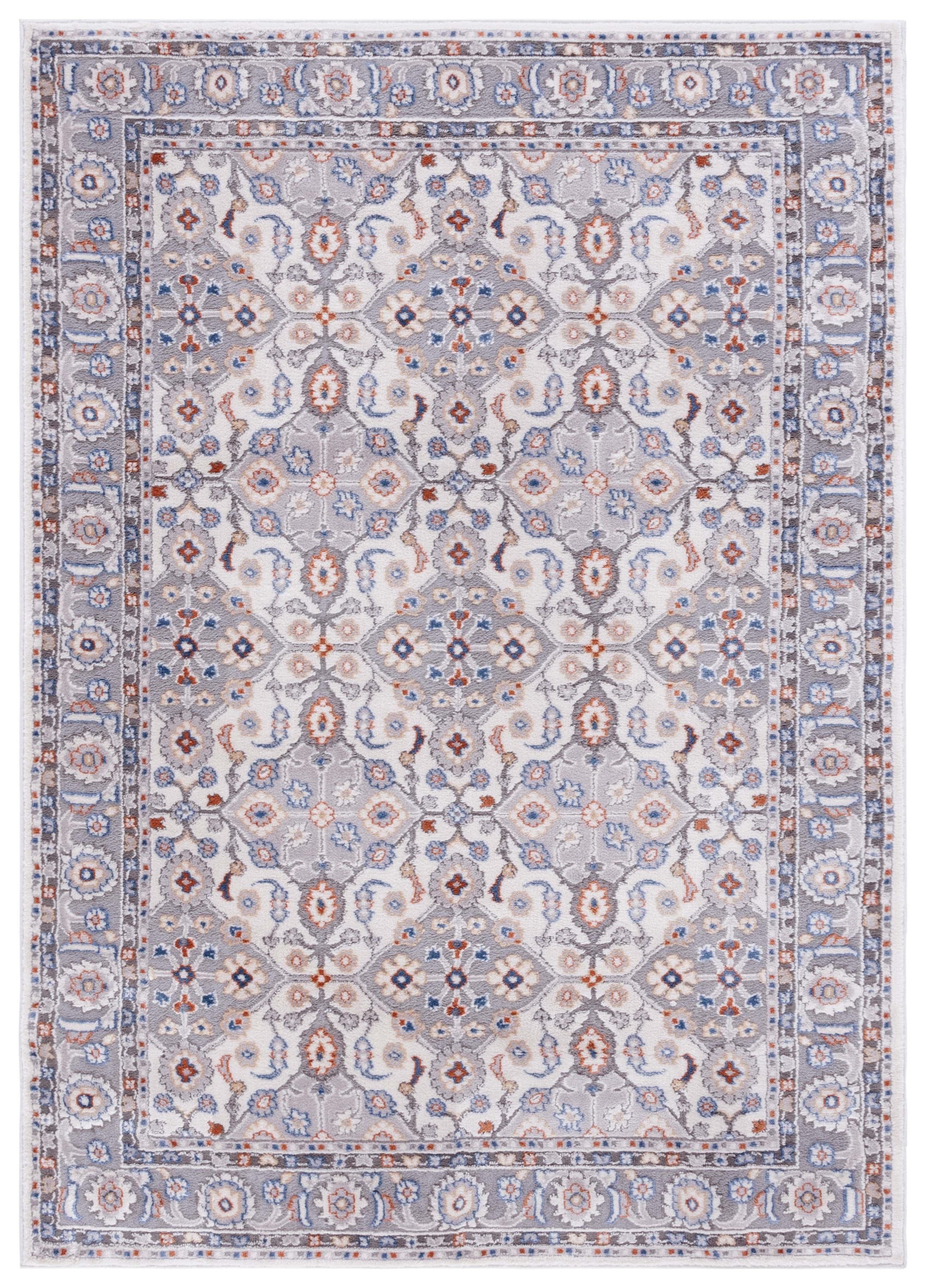 Gray and Blue Rectangular Tufted Wool Area Rug