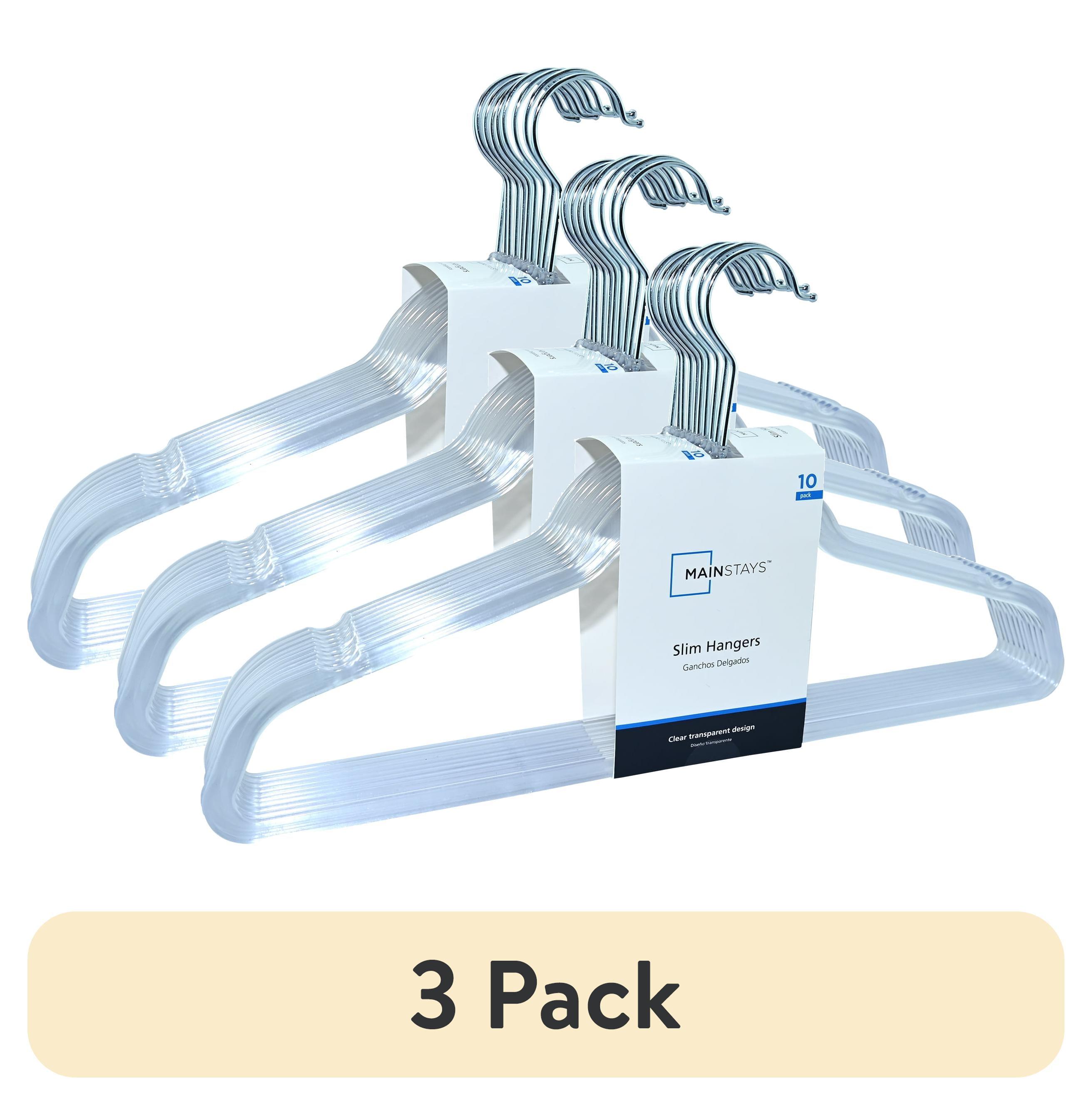 (3 pack) Mainstays Plastic Hangers, Space Saving Slim Swivel Clothing Hangers, 10 Pack, Clear