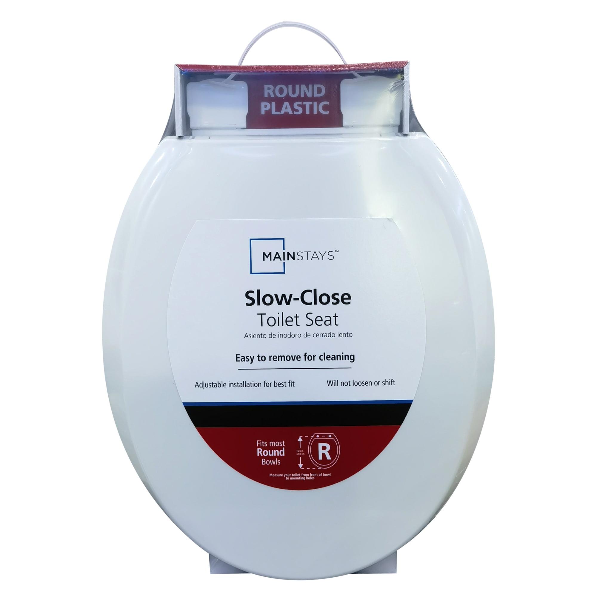 Mainstays Plastic Round Slow-Close Toilet Seat in White
