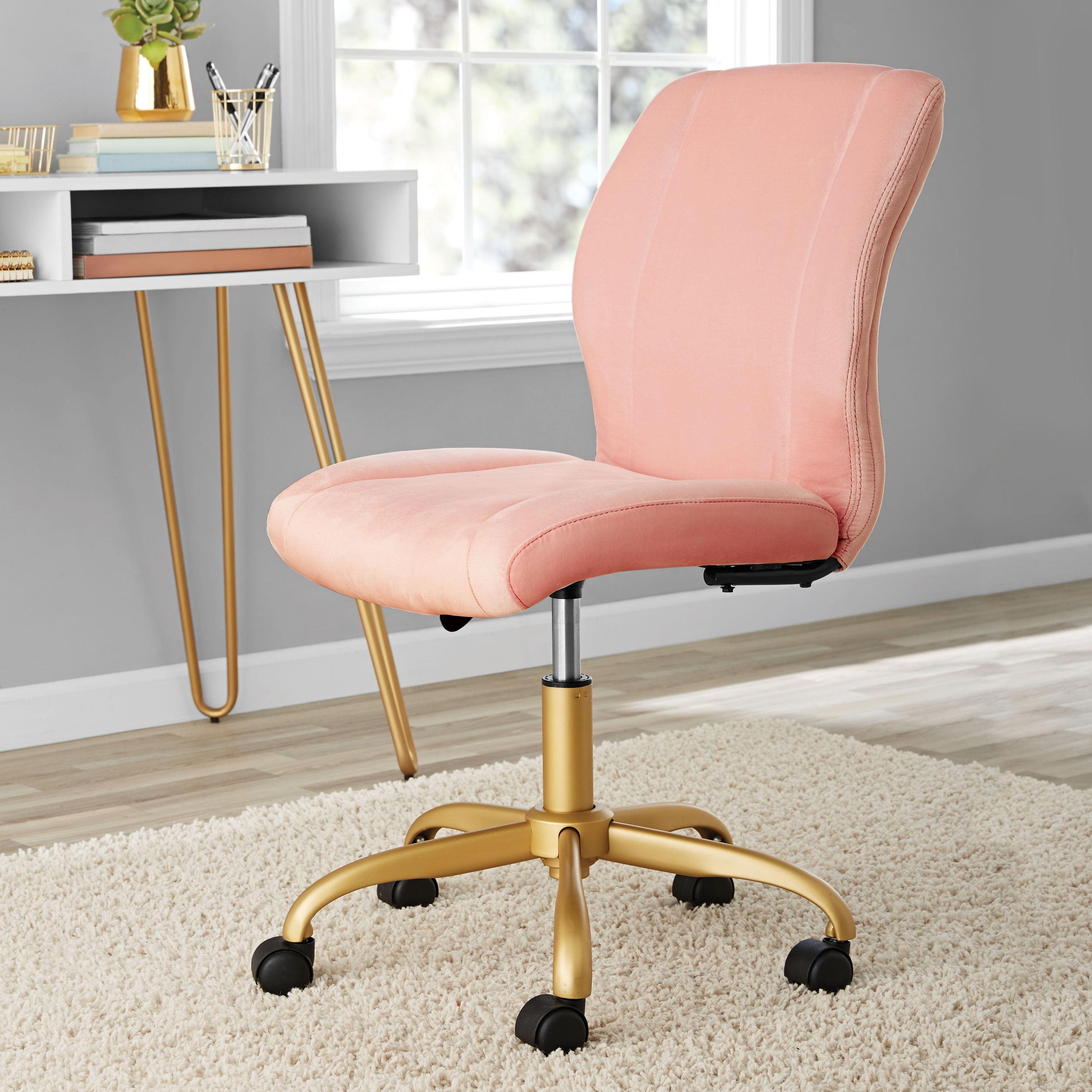 Pearl Blush Velvet Mid Back Swivel Office Chair