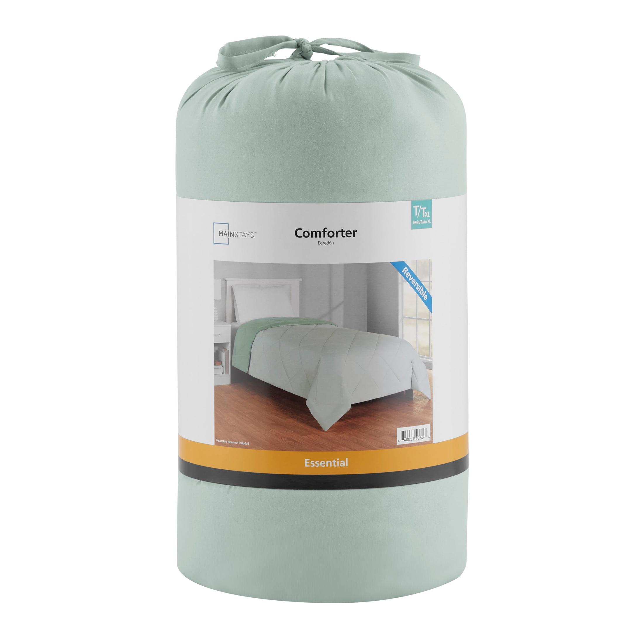 Mainstays Reversible Microfiber Comforter, Green, Twin-XL, Adult, Unisex, All-Season