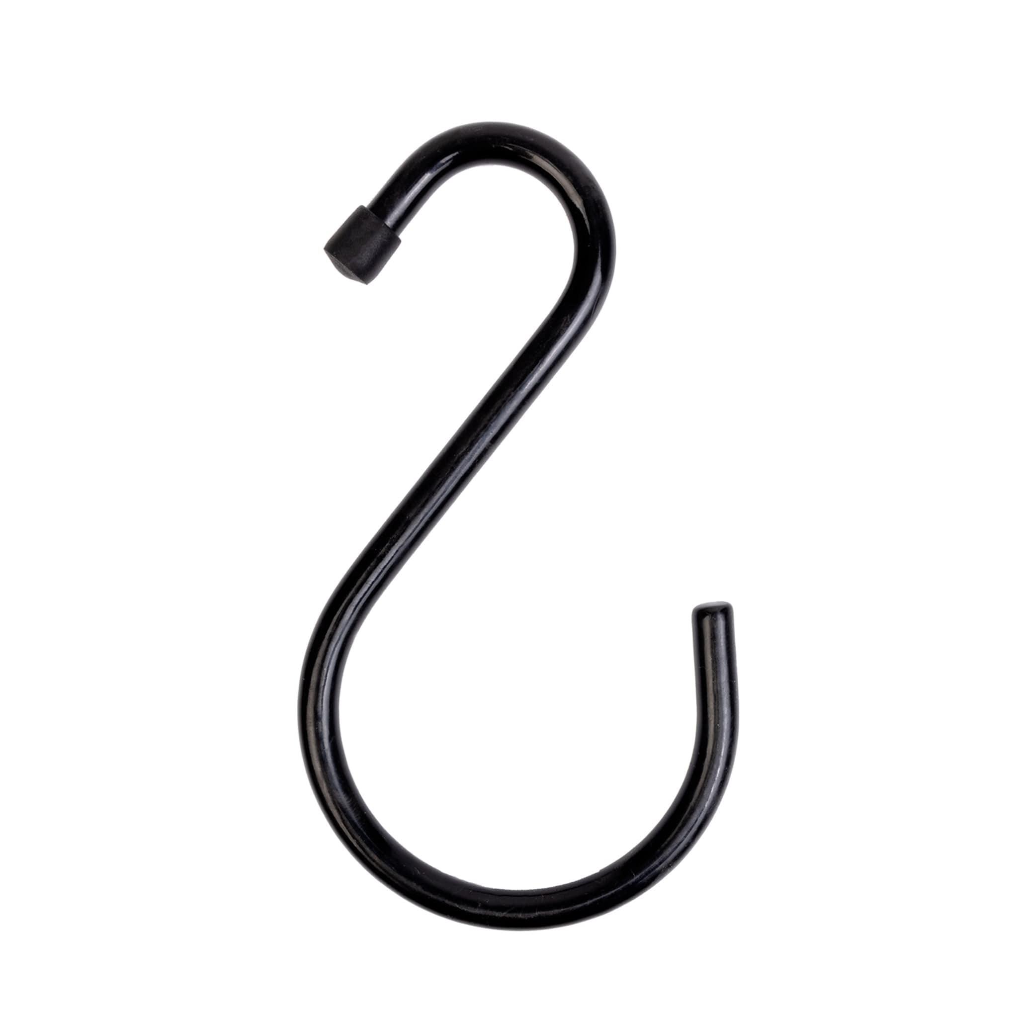 Black Metal S-Hooks with Rubber Grip, 5.75 Inch, Set of 6