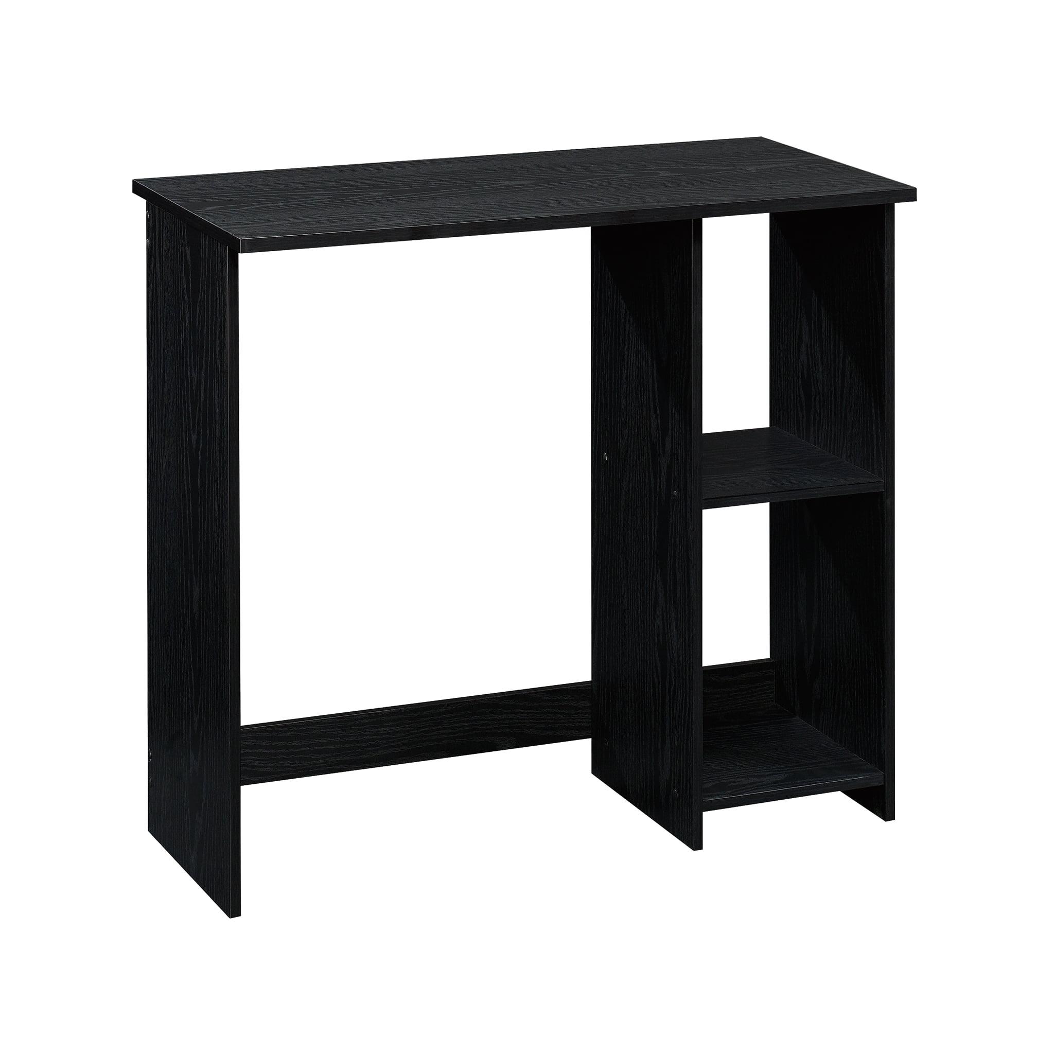 True Black Oak Small Space Writing Desk with 2 Shelves