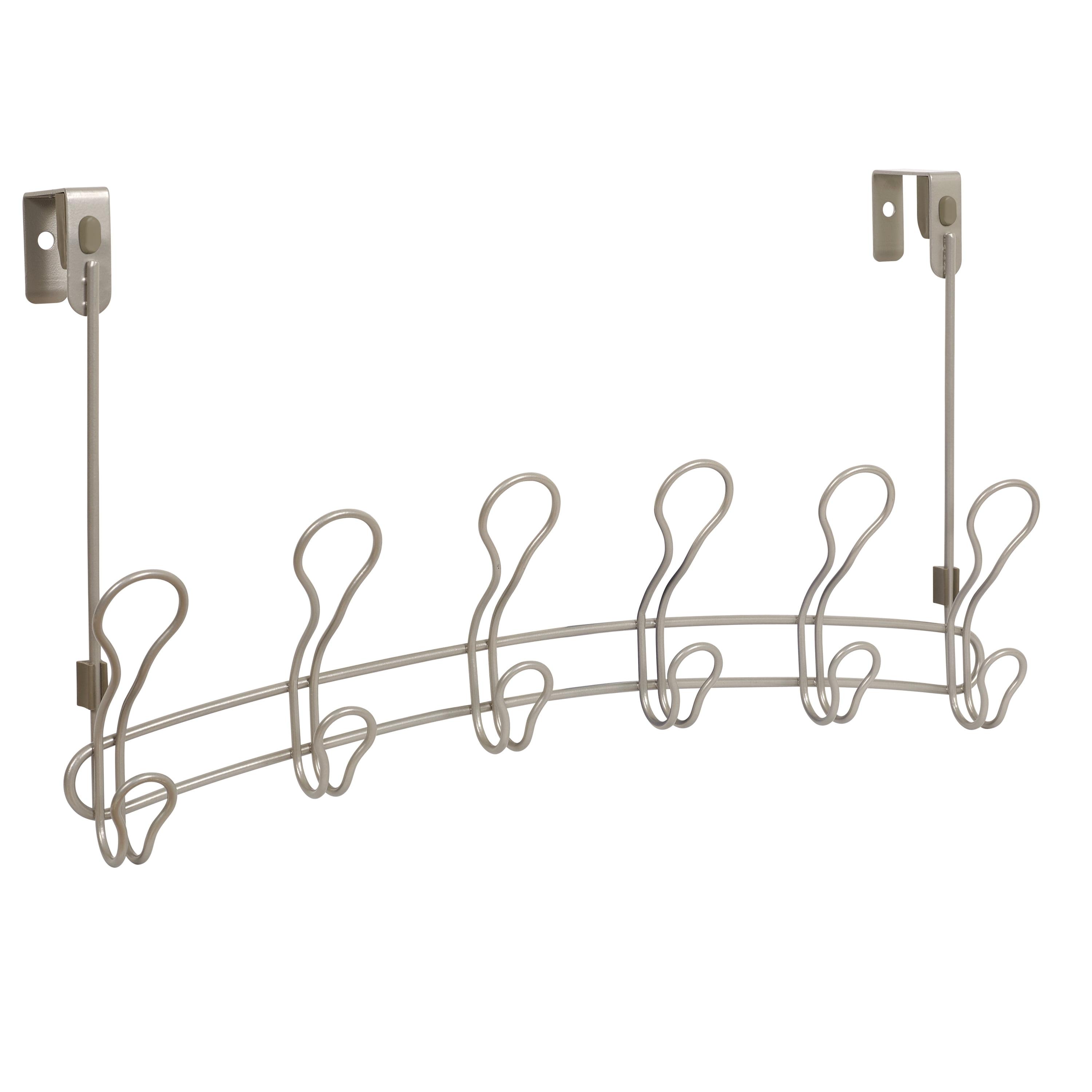 Satin Nickel 6-Hook Over-the-Door Towel Rack