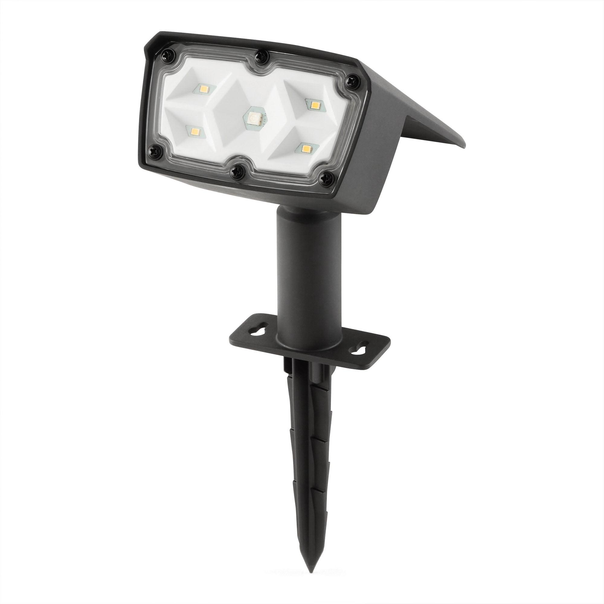Mainstays Solar Powered Black Color Lock LED Landscape Spotlight, 100 Lumens