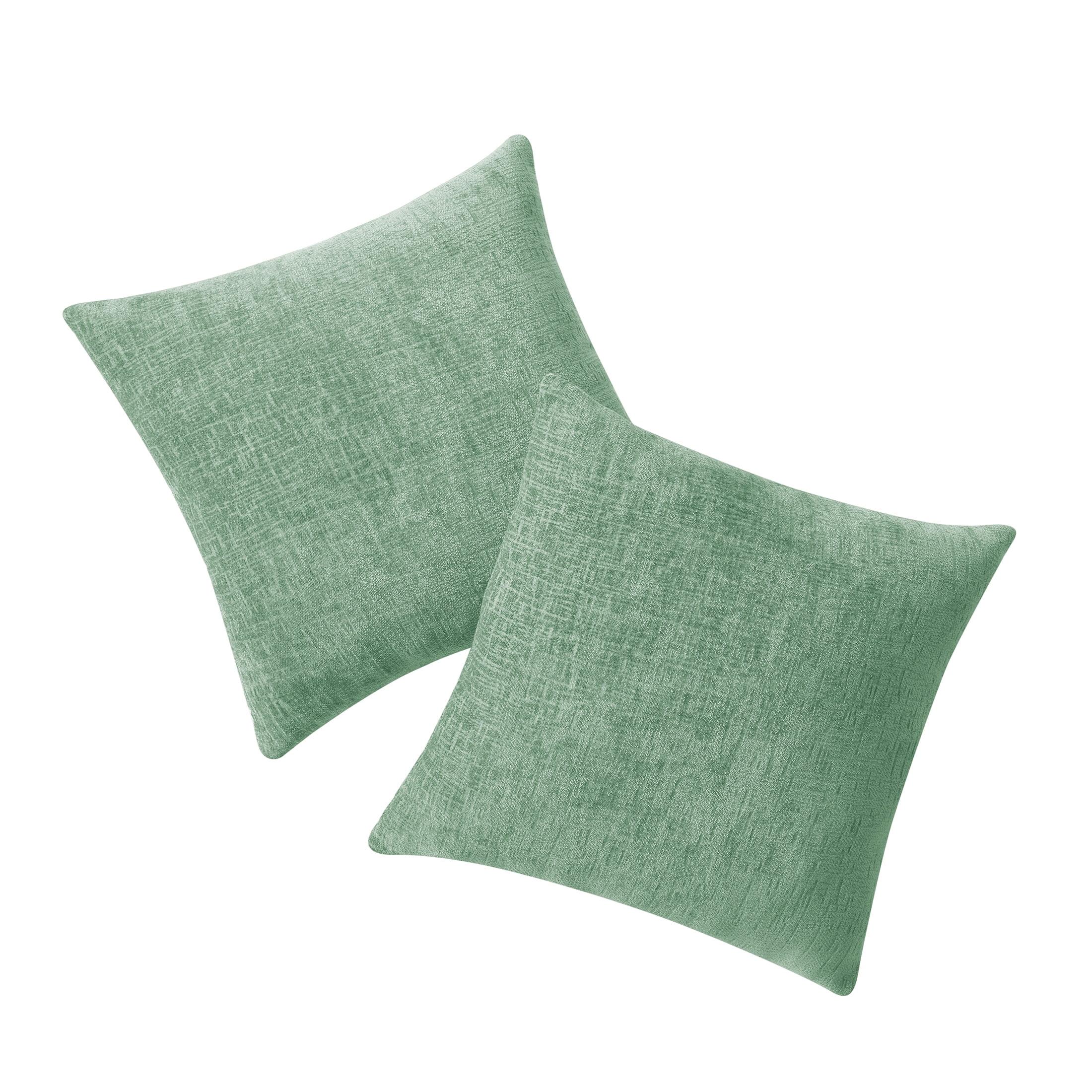 Thanksgiving Wreath Solid Chenille Decorative Pillow Set, Green, 18" x 18", 2 Pieces