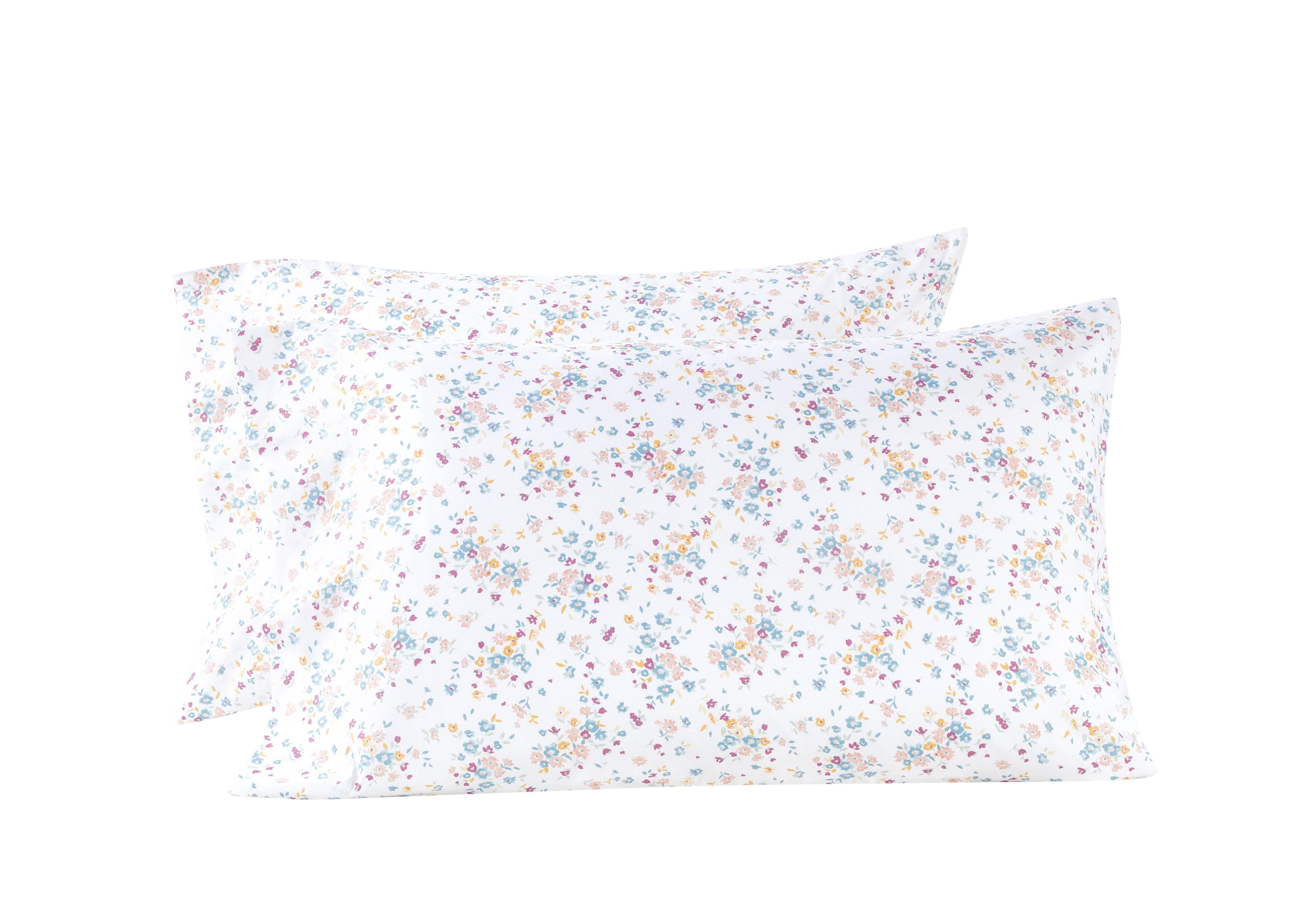 Mainstays Super Soft High Quality Brushed Microfiber Pillowcase Set, King, White Floral, 2 Piece
