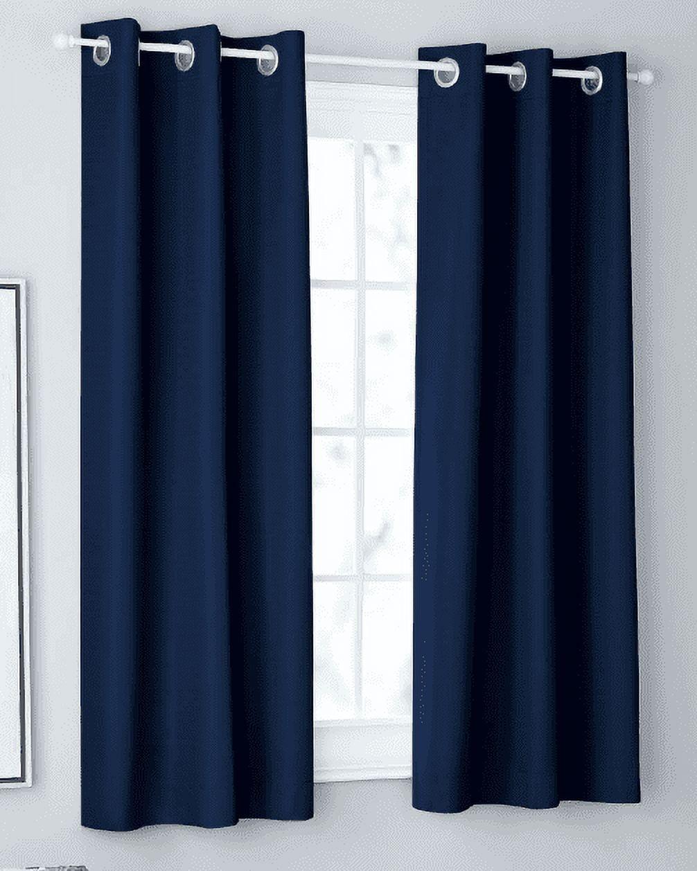 Mainstays Textured Solid Blackout Grommet Curtain Panel Pair, Set of 2, Navy, 37" W x 63" L
