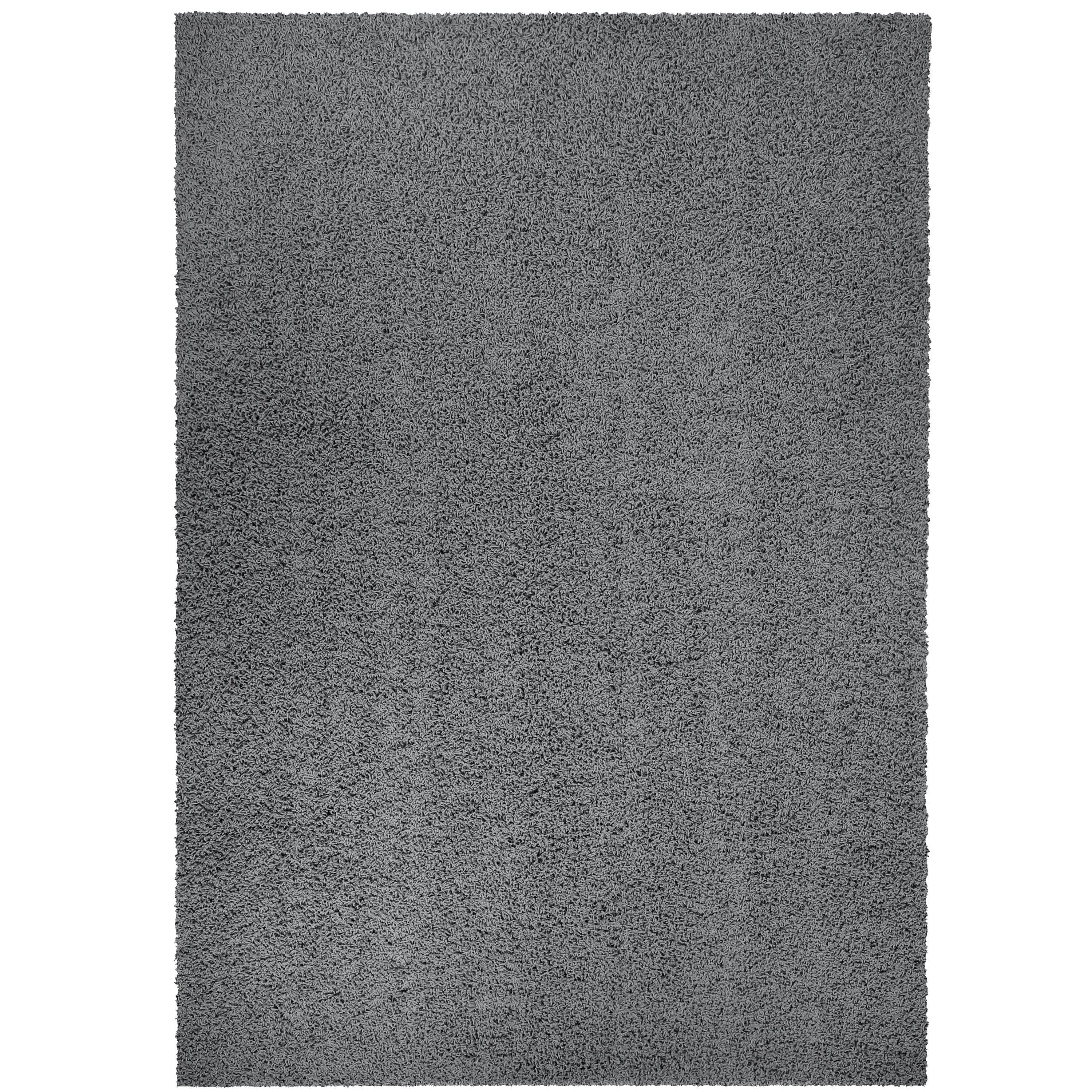 Gray Tufted Washable Synthetic Shag Rug, 3' x 5'