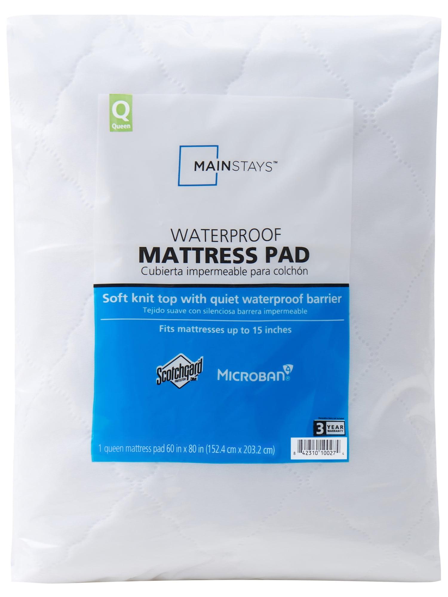 Queen Size White Waterproof Polyester Mattress Pad