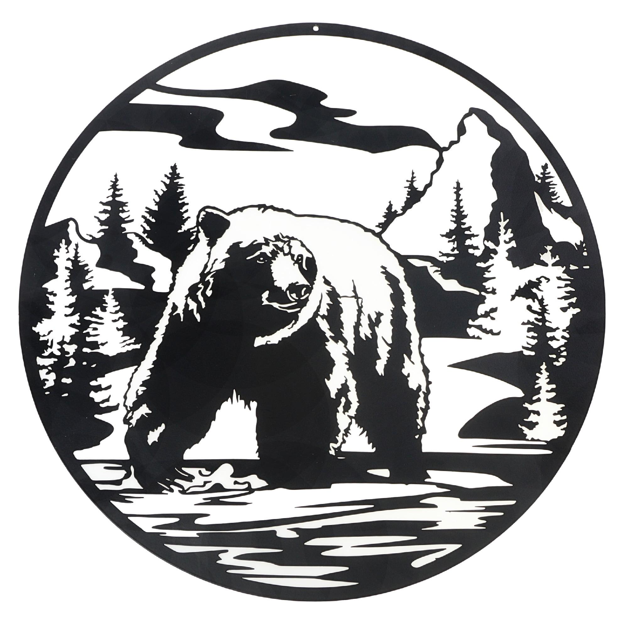 Maison Concepts Metal Black Wall Decor Hunting Bear (Black) 15.75" X 0.035" X 15.75"