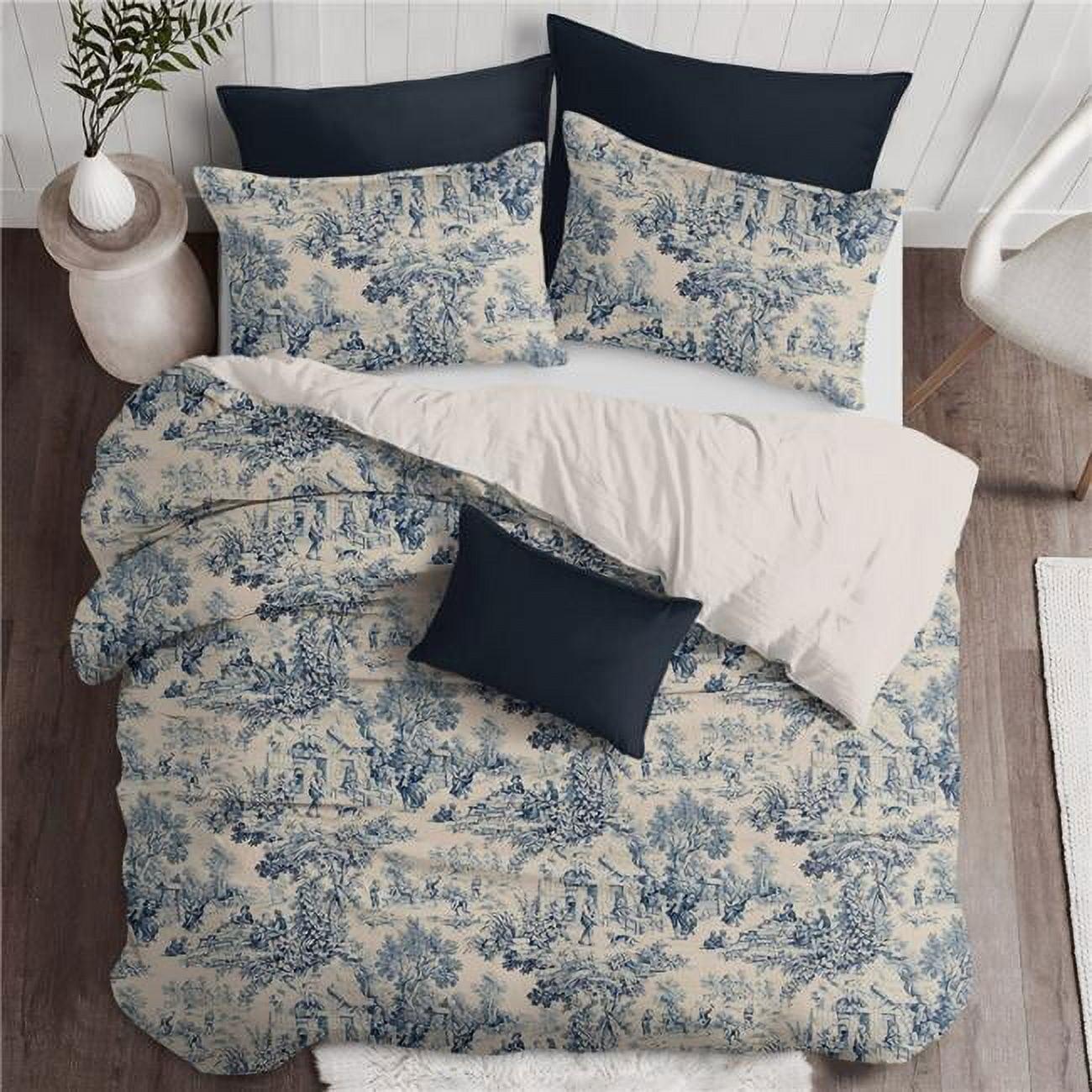 Maison Toile Duvet Cover & 1 Pillow Sham Set, Blue - Twin Size - 2 Piece