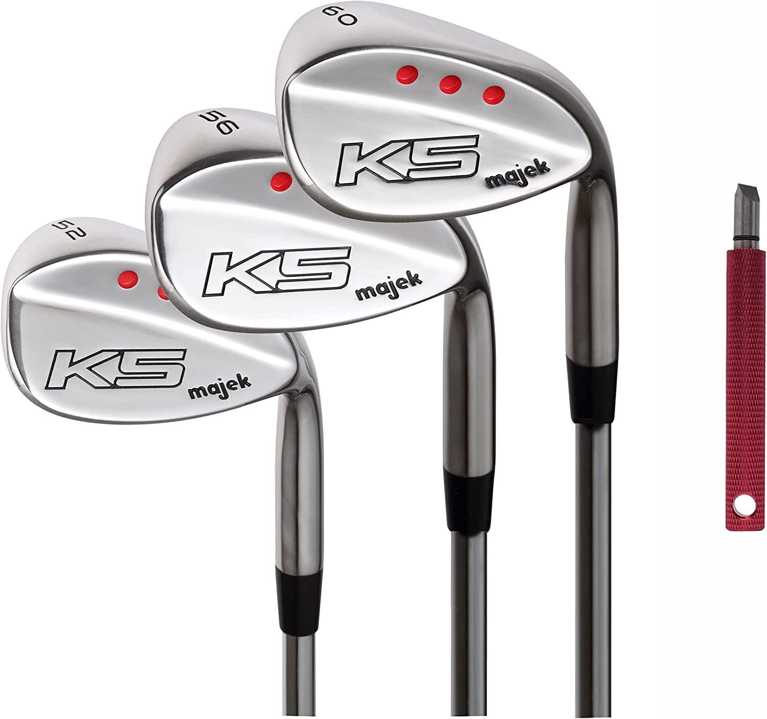 Majek Golf Senior Men's Complete Wedge Set: 52° Gap Wedge (GW), 56° Sand Wedge (SW), 60° Lob Wedge (LW) Right Handed Senior Flex Steel Shaft