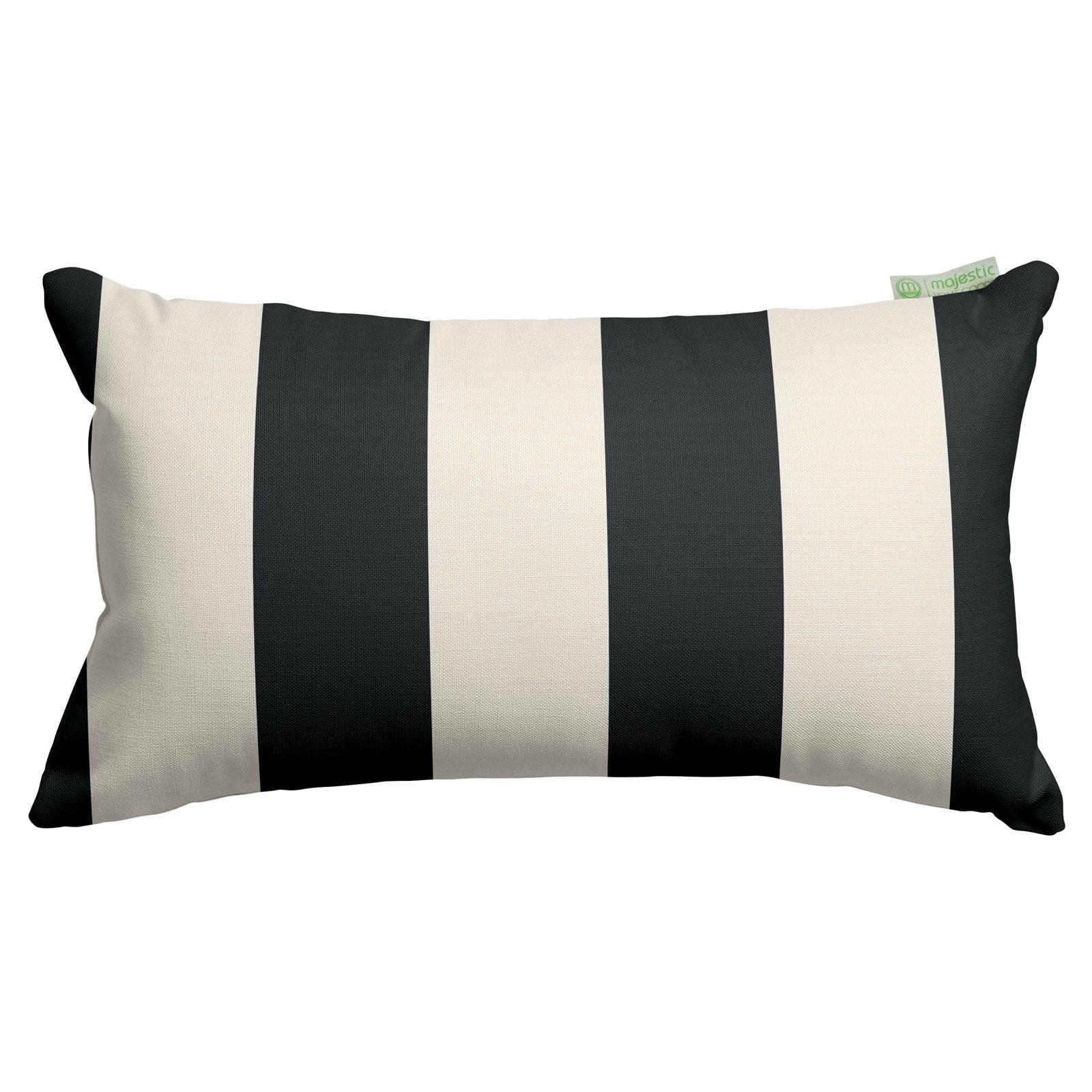 Modern Striped Polyester Rectangular Throw Pillow, Black, Outdoor-Indoor, Washable