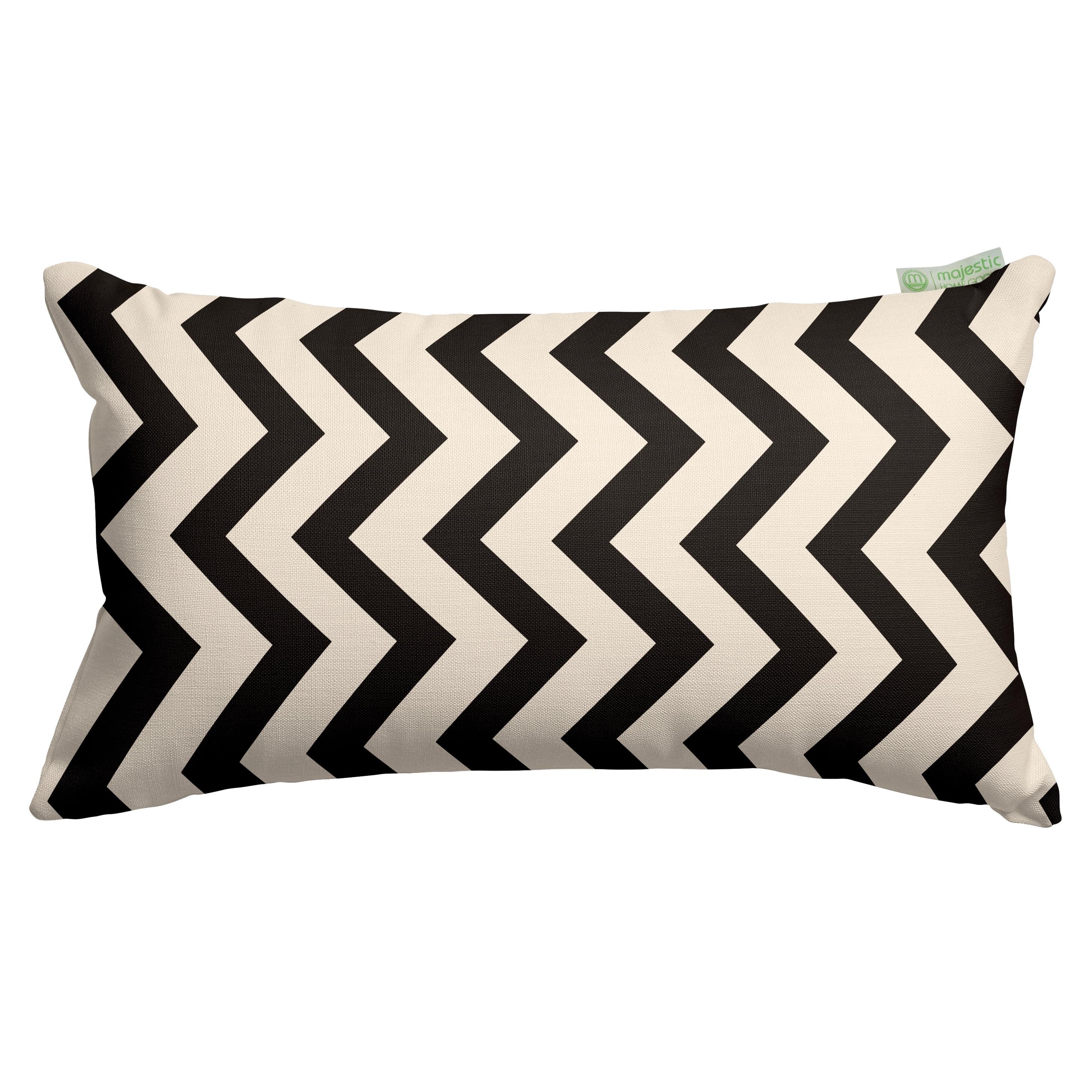 Black Chevron Rectangular Indoor/Outdoor Throw Pillow