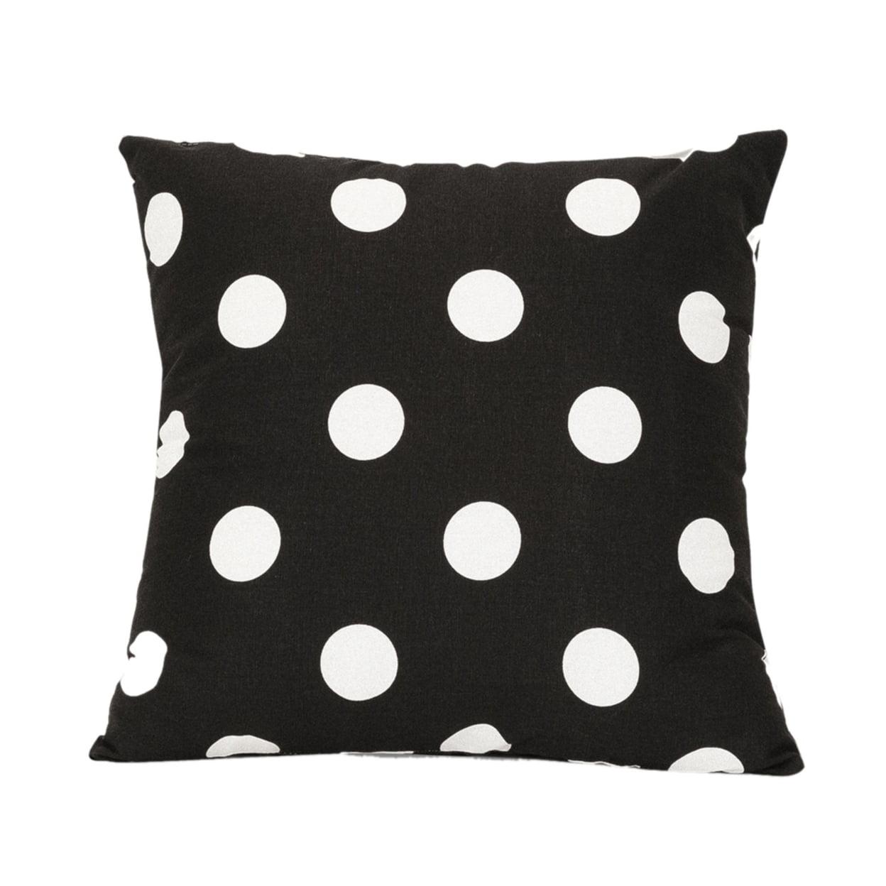 Black and White Cotton Polka Dot Square Throw Pillow