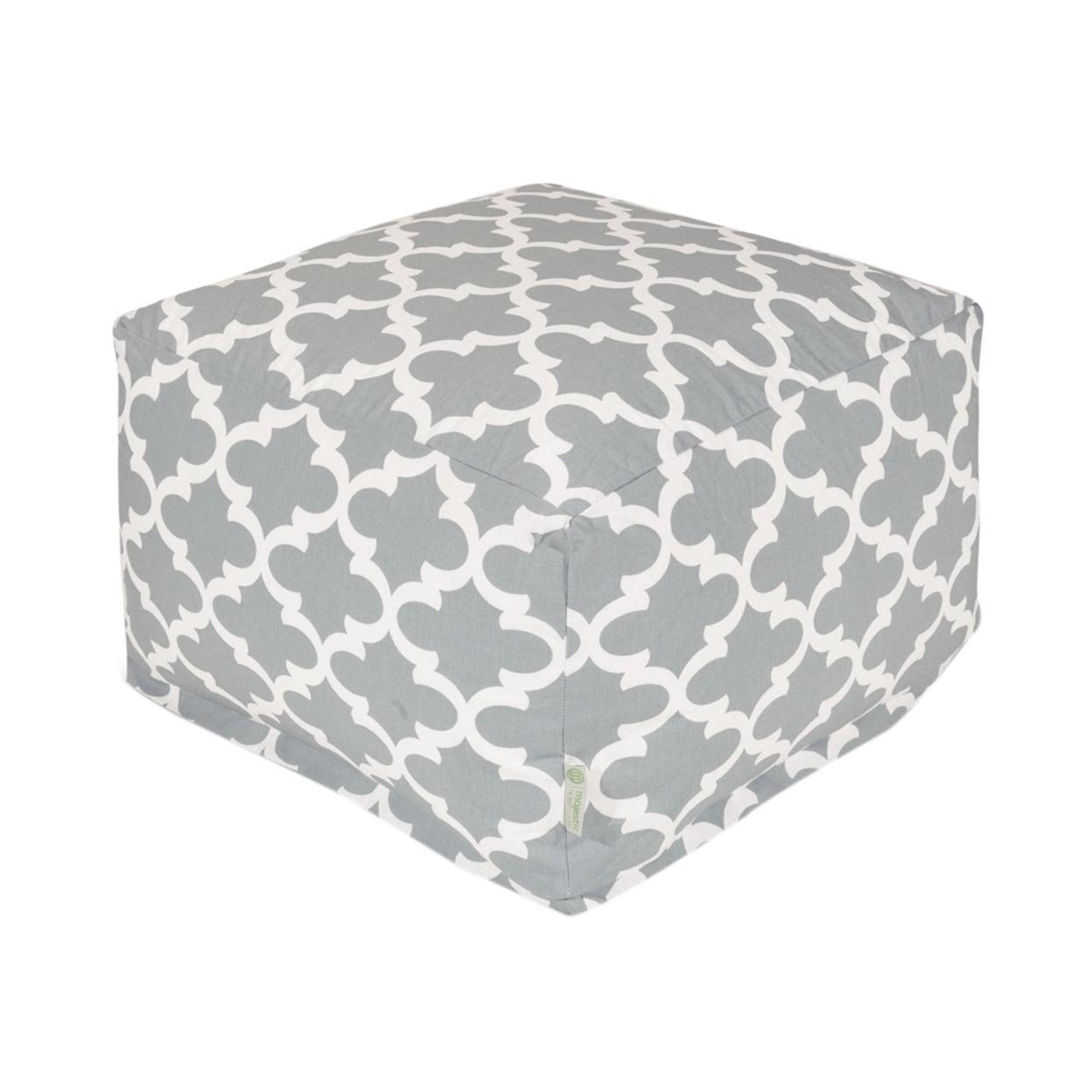 Majestic Home Goods Decorative Gray Trellis Large Ottoman