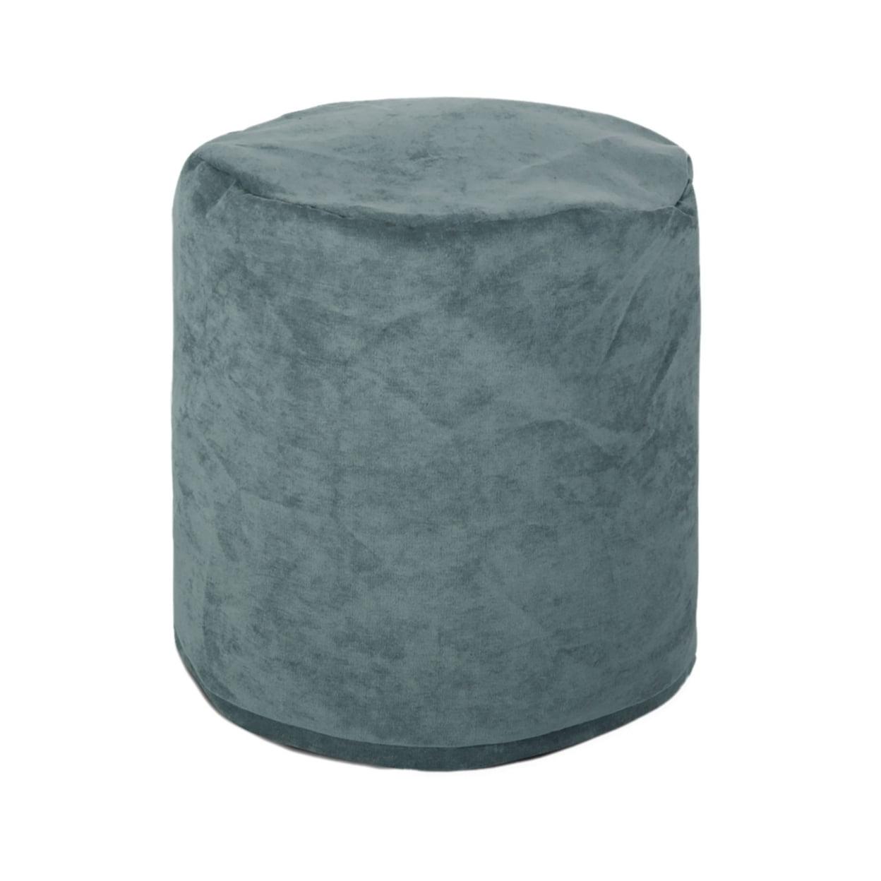 Azure Blue Micro-Velvet 16" Eco-Friendly Pouf Ottoman