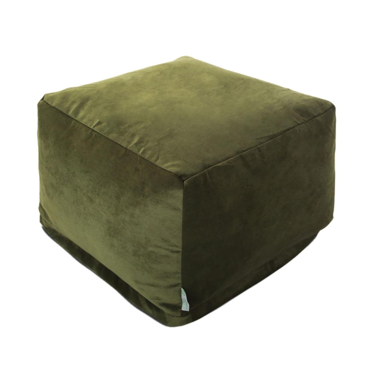 Fern Green Micro-Velvet 27" Ottoman Pouf