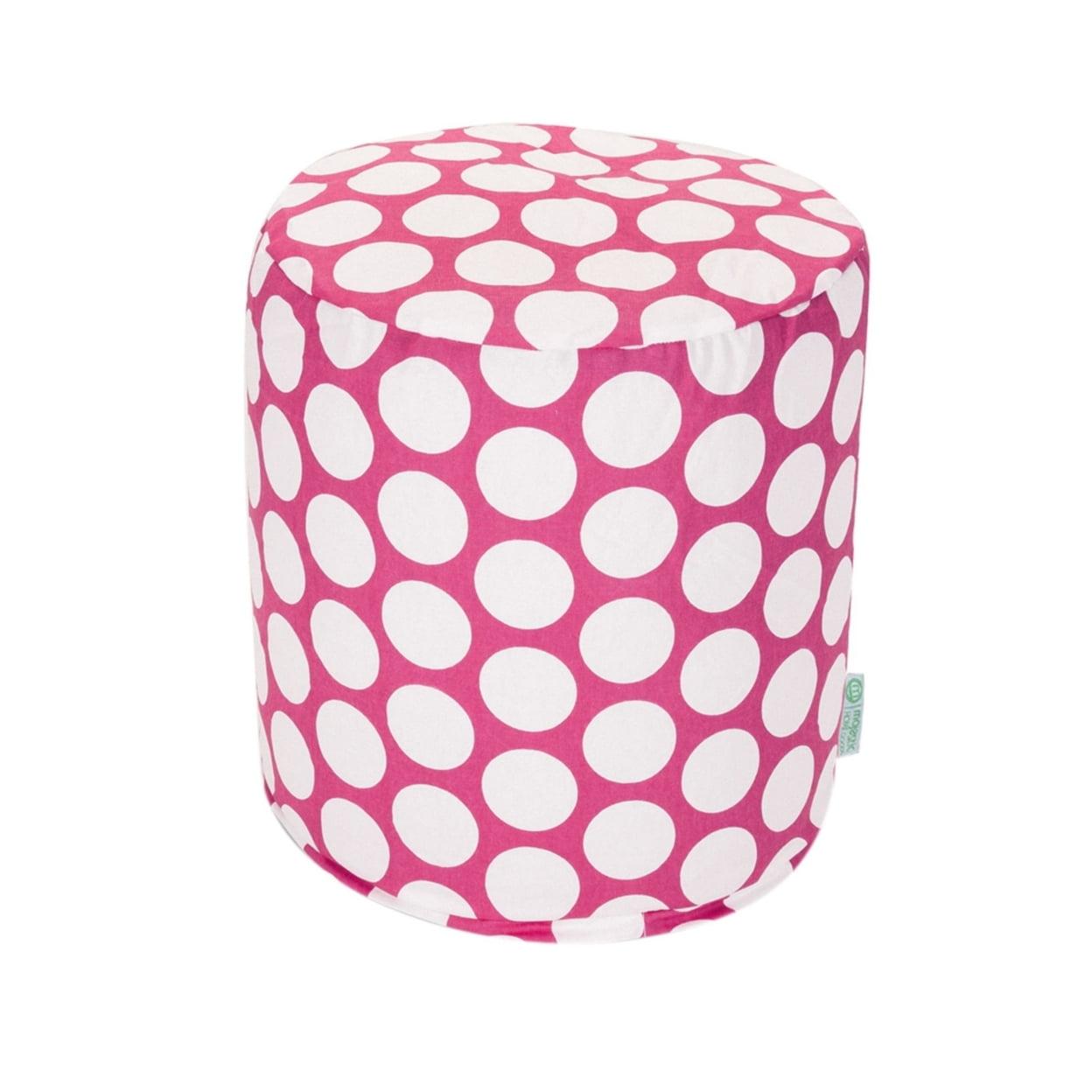 Eco-Friendly Hot Pink Polka Dot Cotton Pouf Ottoman