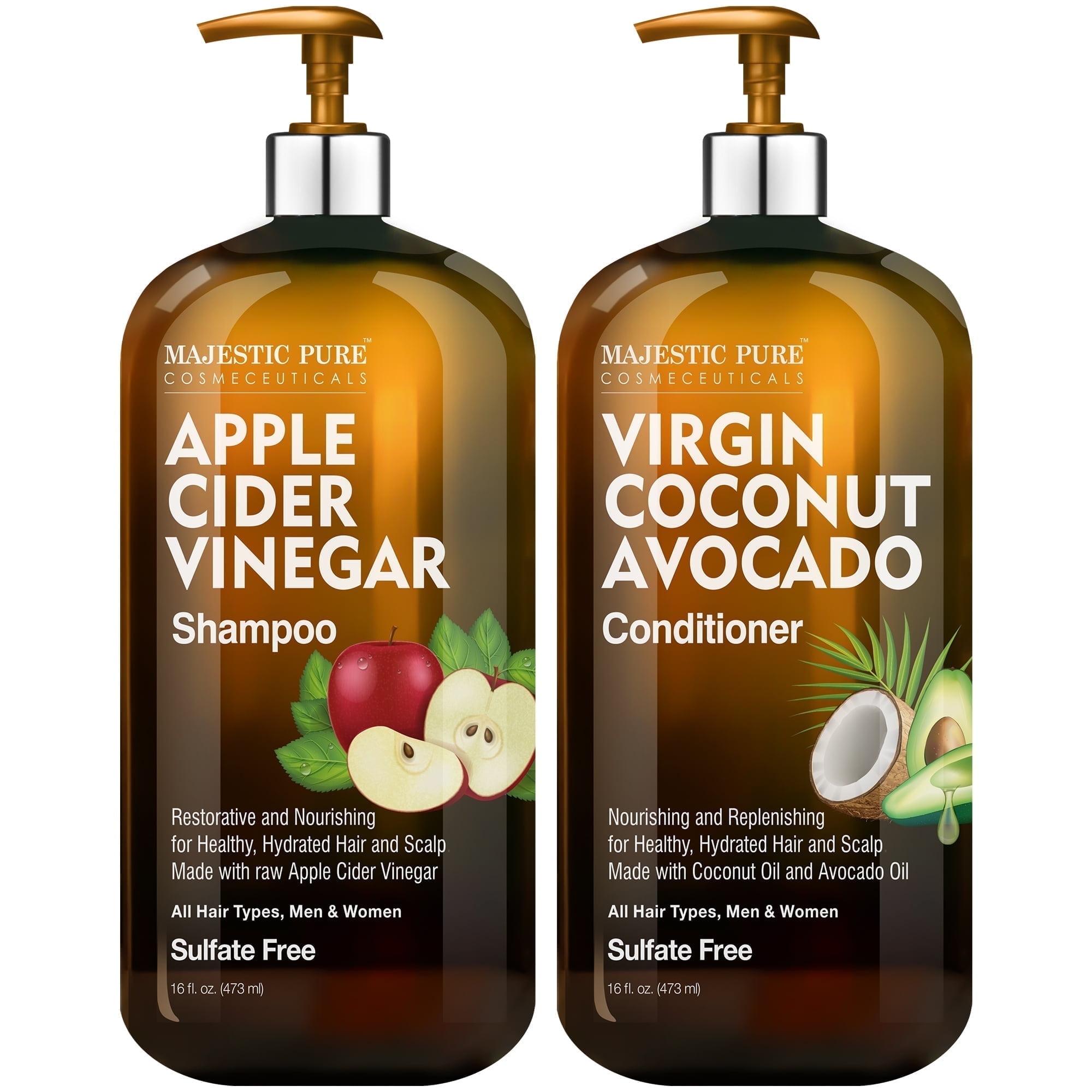Majestic Pure Apple Cider Vinegar Shampoo & Avocado Coconut Conditioner Set - 16 Fl Oz Each
