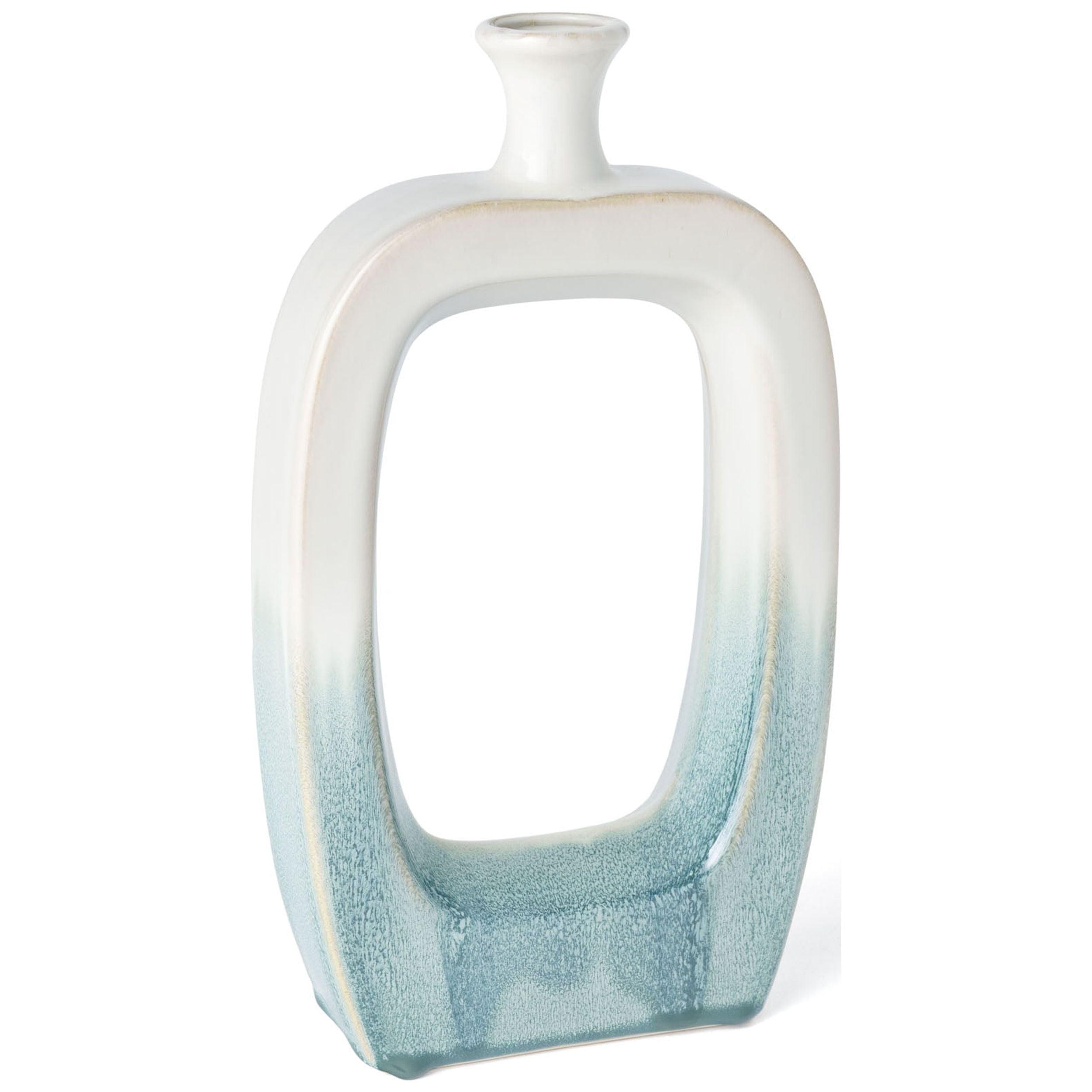 Makara Small Two-Tone Green and White Ceramic Vase