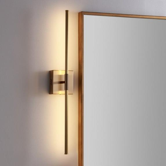 JONATHAN Y Makena 28" Modern Minimalist Dimmable Integrated LED Metal Wall Sconce, Brass Gold