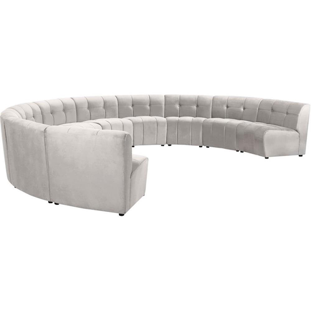 Cream Velvet Tufted 10-Piece Modular Sectional Sofa