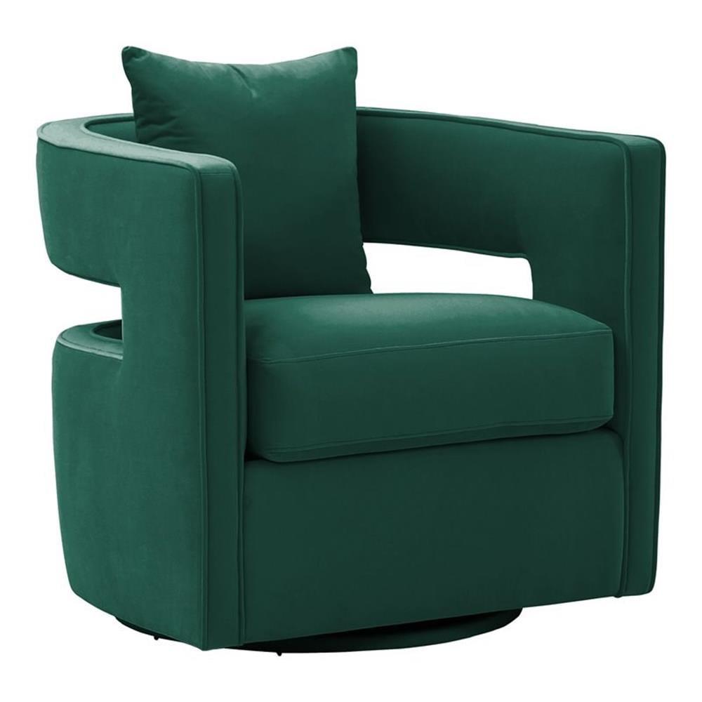 Maklaine 17.8" Transitional Fabric Swivel Accent Chair in Green