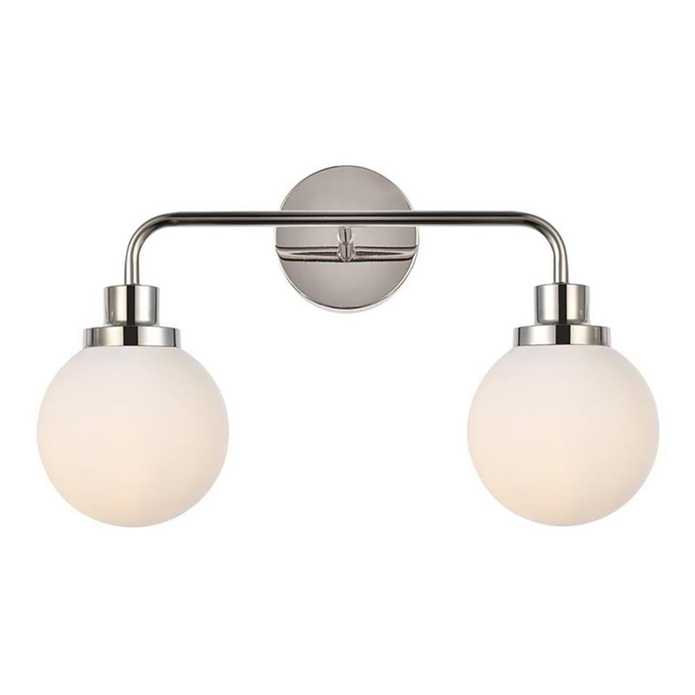 Elegant Lighting Hanson 2 lights bath sconce in polished nickel with frosted shade