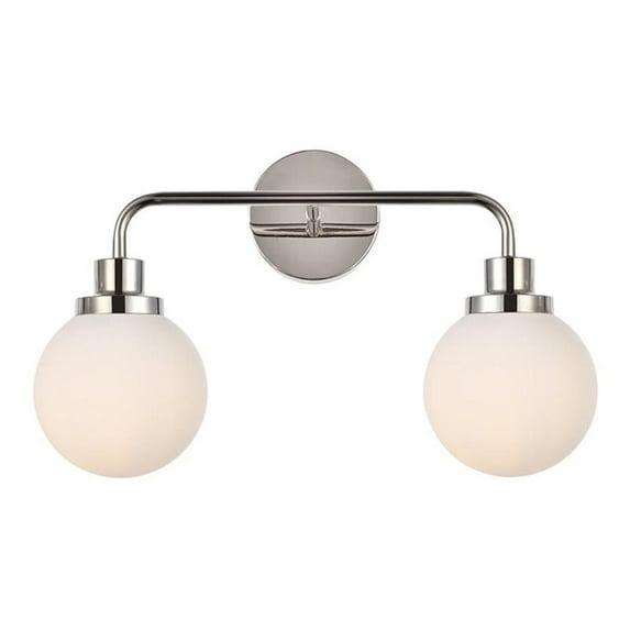 Elegant Lighting Hanson 2 lights bath sconce in polished nickel with frosted shade
